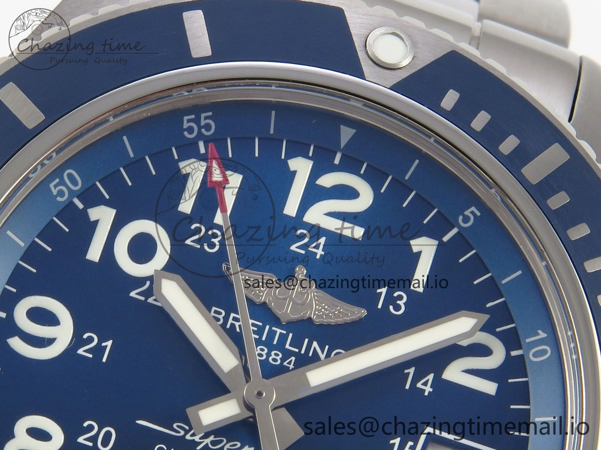 Superocean 44mm SS TF 1:1 Best Edition Blue Dial Blue Bezel on SS Bracelet A2824 V SunProtective 5404
