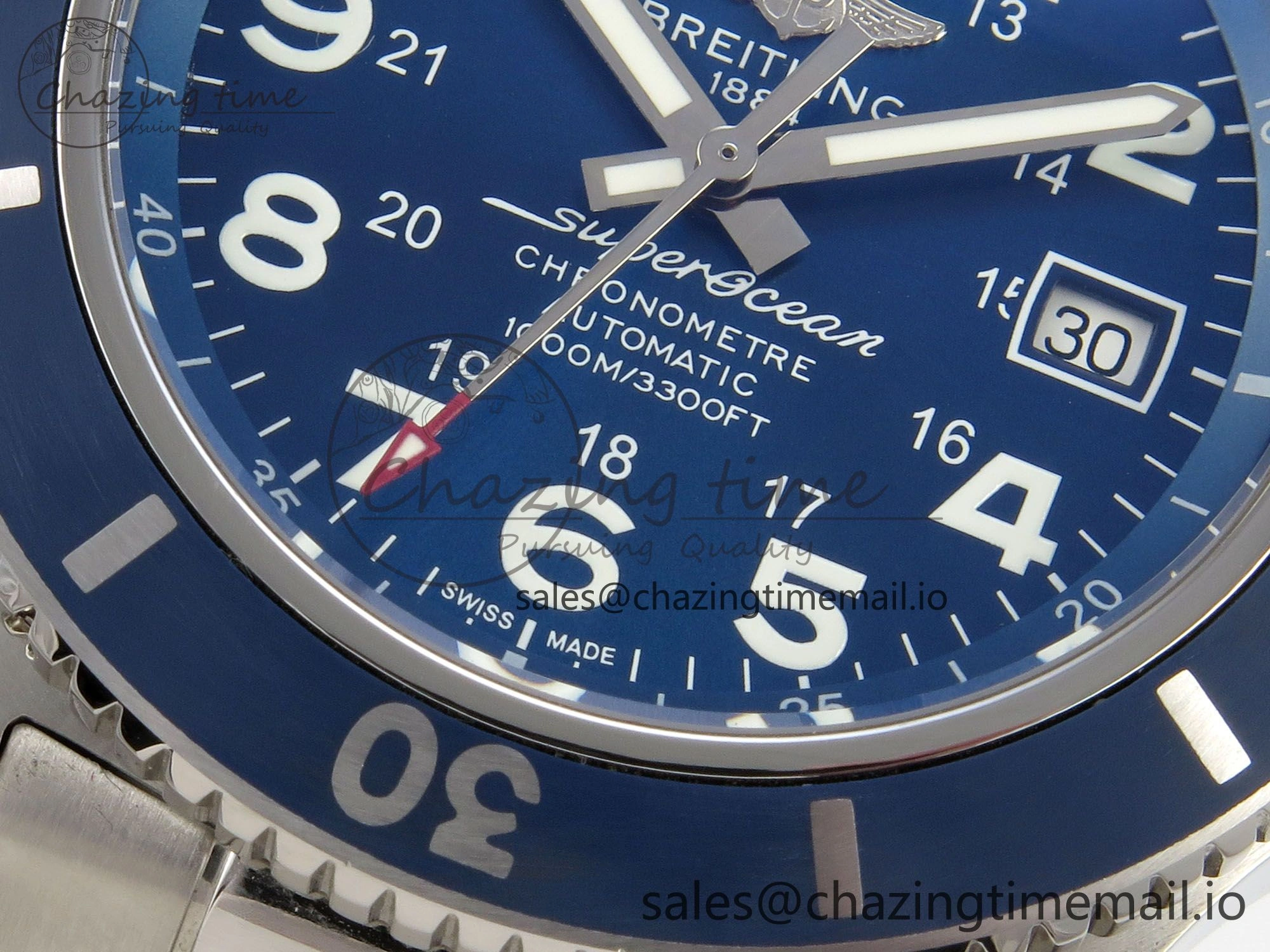 Superocean 44mm SS TF 1:1 Best Edition Blue Dial Blue Bezel on SS Bracelet A2824 V SunProtective 5404