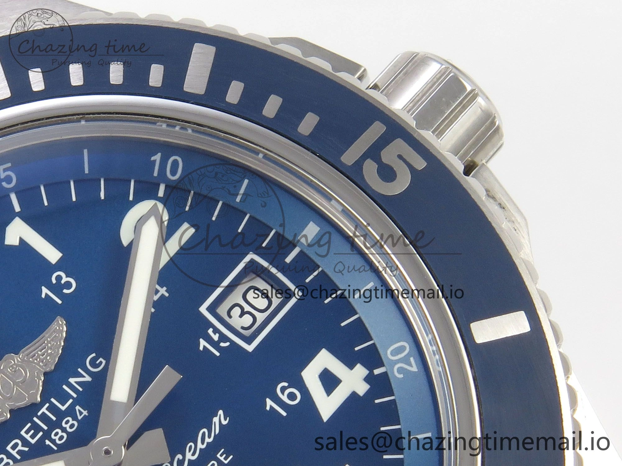 Superocean 44mm SS TF 1:1 Best Edition Blue Dial Blue Bezel on SS Bracelet A2824 V SunProtective 5404