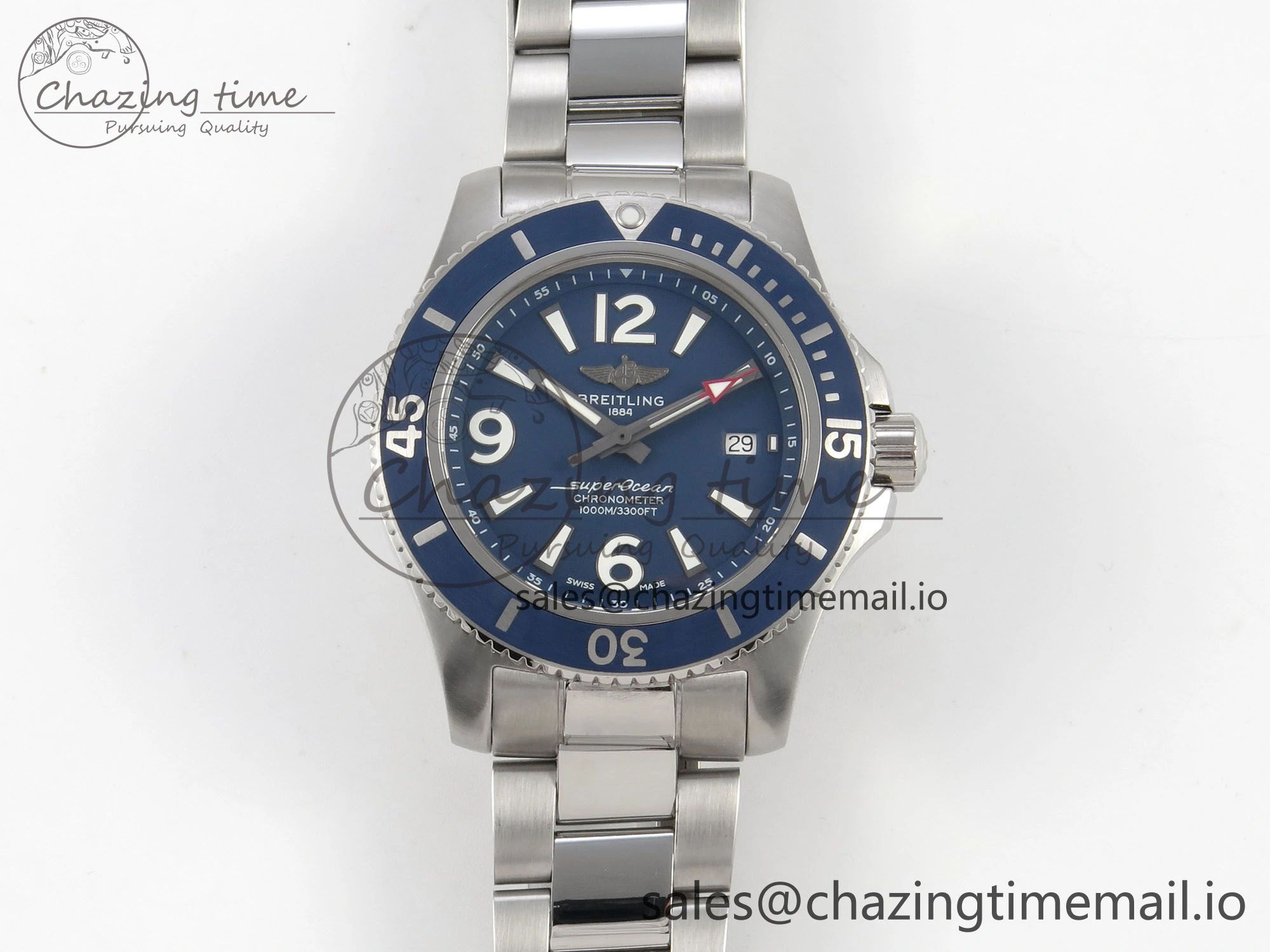 Timeless Superocean 44mm SS TF 1:1 Best Edition Blue Dial Blue Bezel on SS Bracelet A2824 V 5402