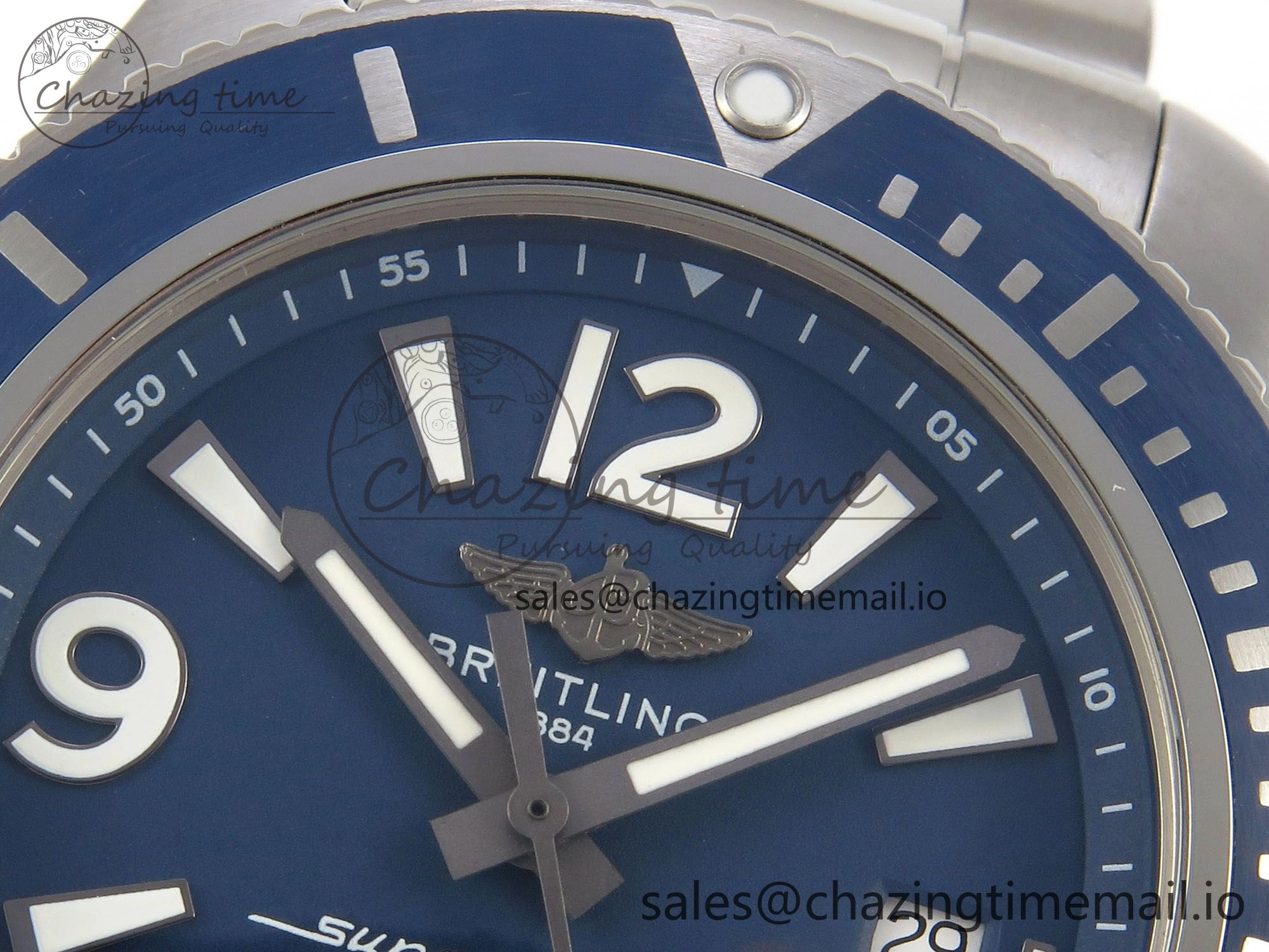 Timeless Superocean 44mm SS TF 1:1 Best Edition Blue Dial Blue Bezel on SS Bracelet A2824 V 5402