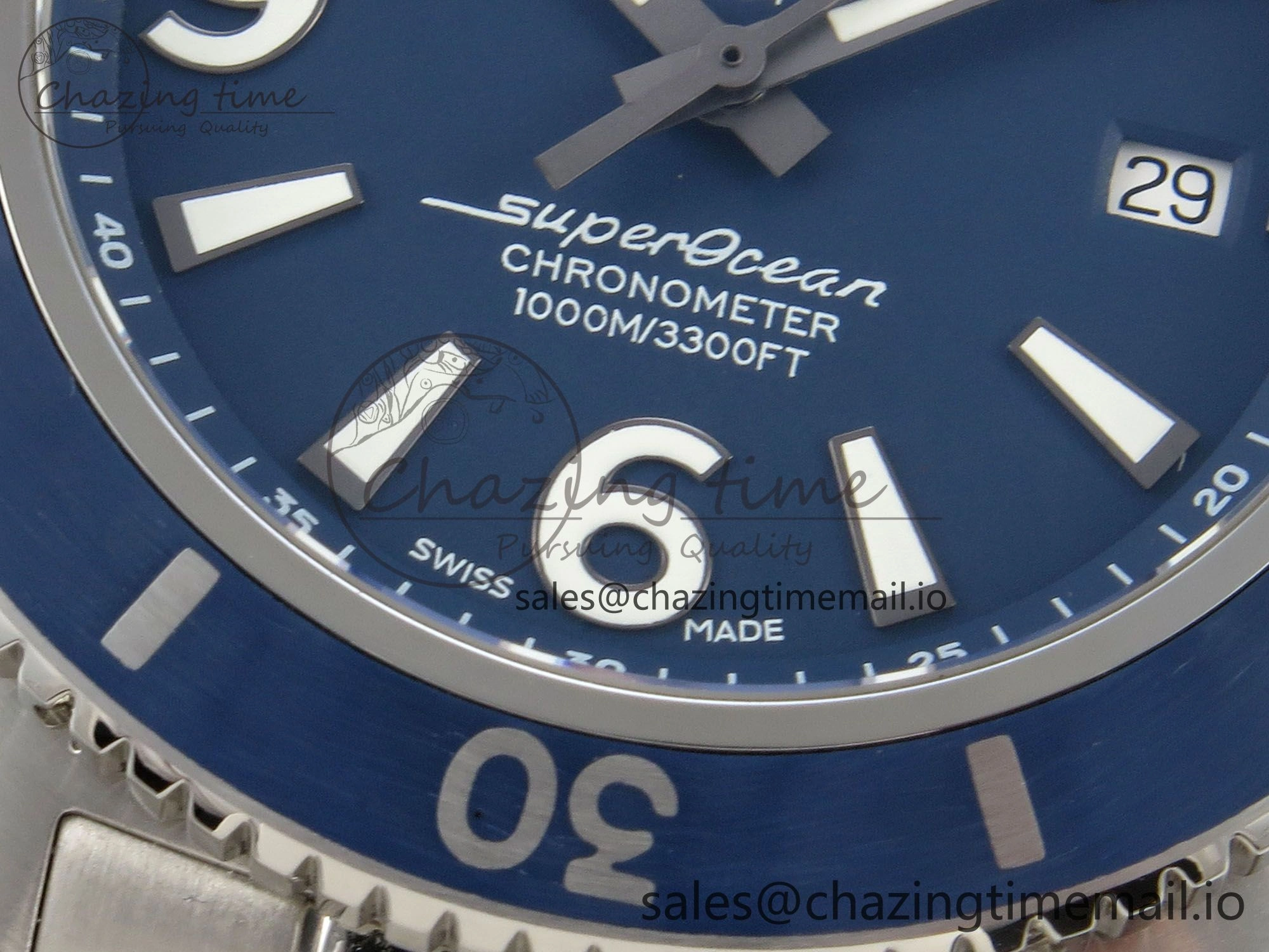 Timeless Superocean 44mm SS TF 1:1 Best Edition Blue Dial Blue Bezel on SS Bracelet A2824 V 5402