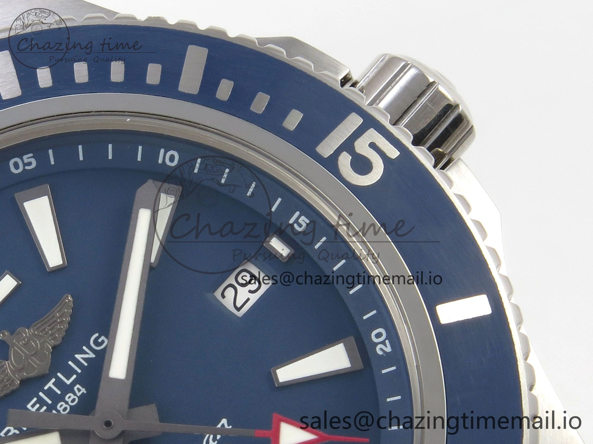 Timeless Superocean 44mm SS TF 1:1 Best Edition Blue Dial Blue Bezel on SS Bracelet A2824 V 5402
