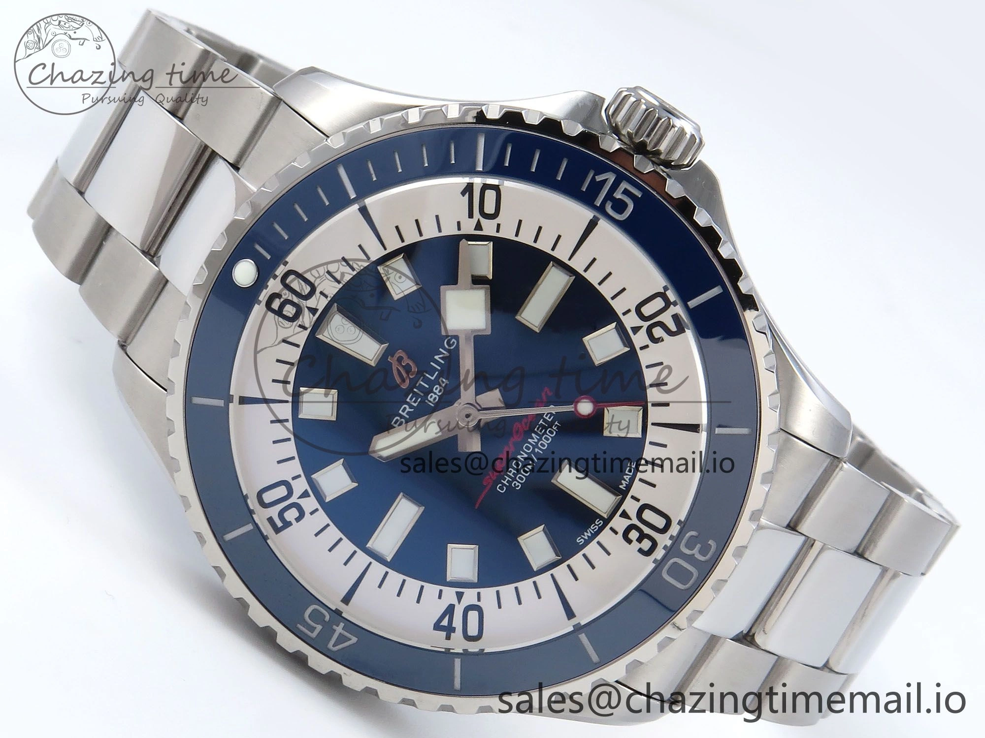 Superocean 44mm SS TF 1:1 Best Edition Blue Dial Blue Bezel on SS Bracelet A SmartChoice 5425