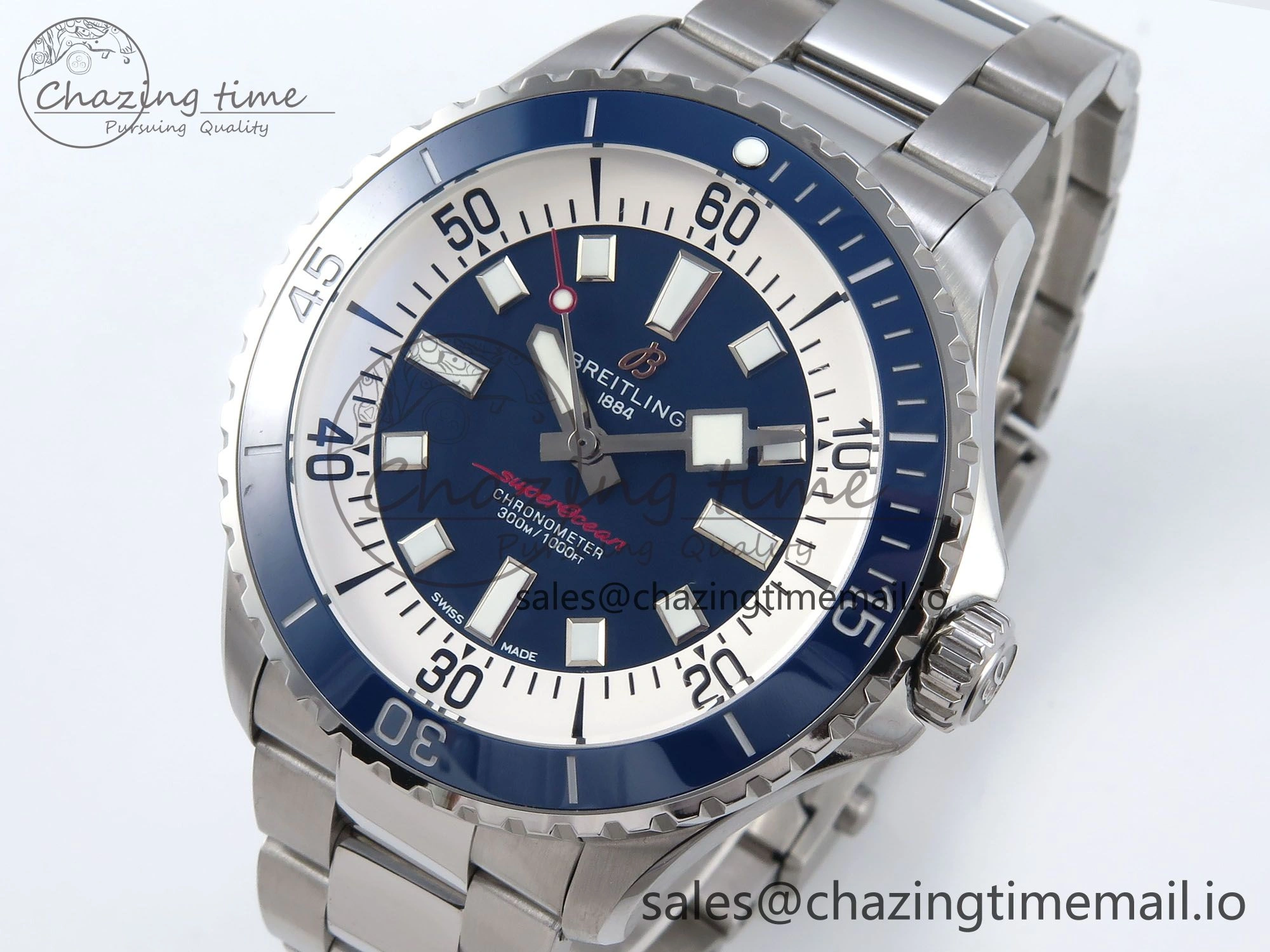 Superocean 44mm SS TF 1:1 Best Edition Blue Dial Blue Bezel on SS Bracelet A SmartChoice 5425