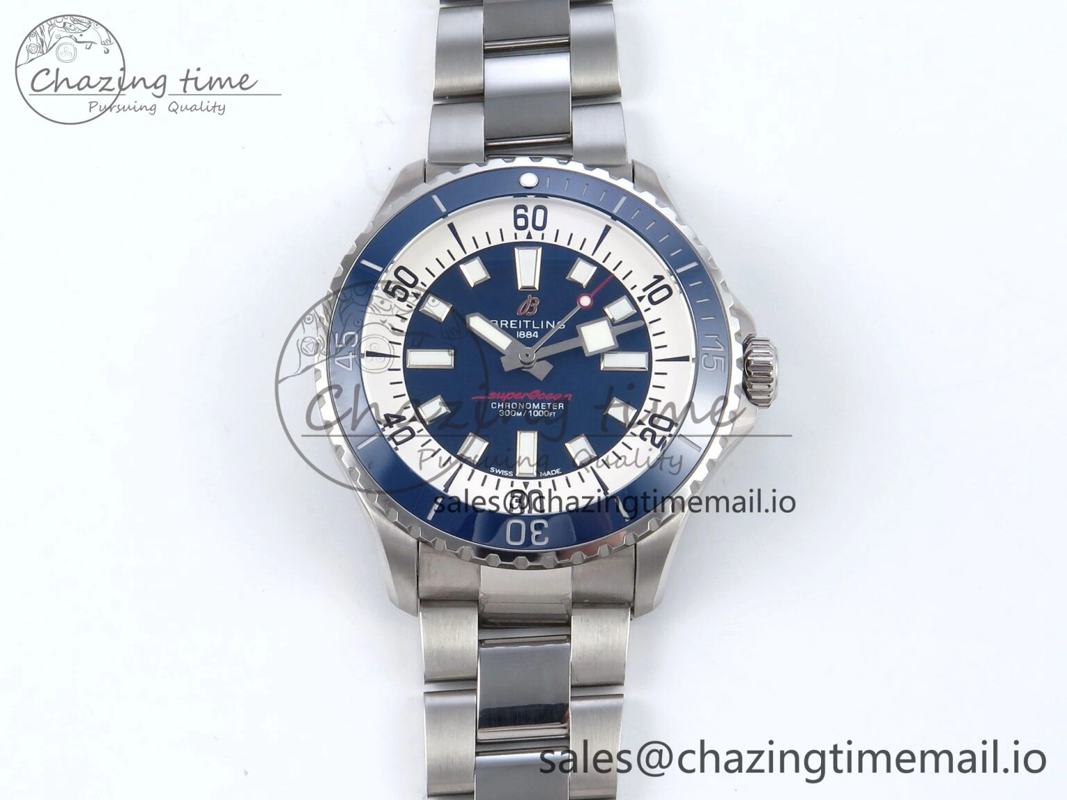 Superocean 44mm SS TF 1:1 Best Edition Blue Dial Blue Bezel on SS Bracelet A SmartChoice 5425