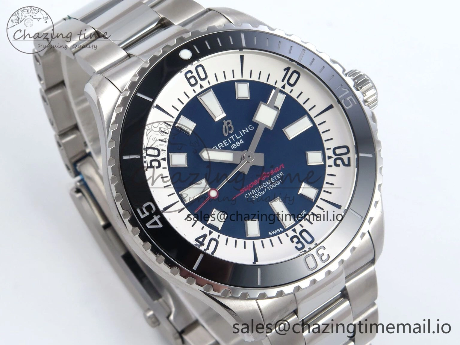 Superocean 44mm SS TF 1:1 Best Edition Blue Dial on SS Bracelet A Lightweight 5423