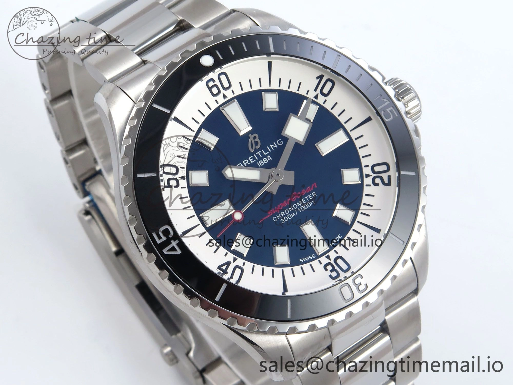 Superocean 44mm SS TF 1:1 Best Edition Blue Dial on SS Bracelet A Lightweight 5423