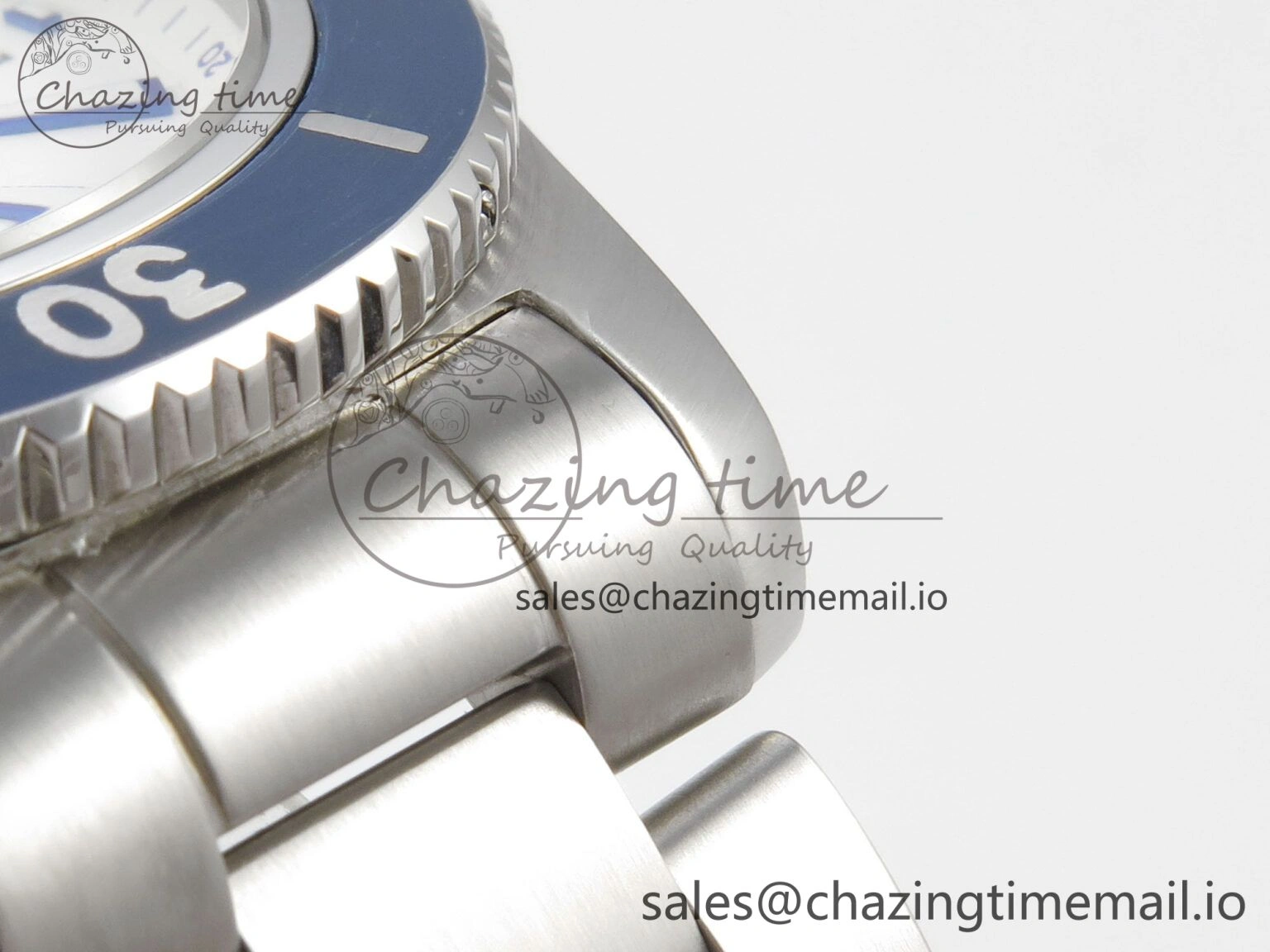 Trendy Superocean 44mm SS TF 1:1 Best Edition Blue White Dial Blue Bezel on SS Bracelet A2824 V 5399