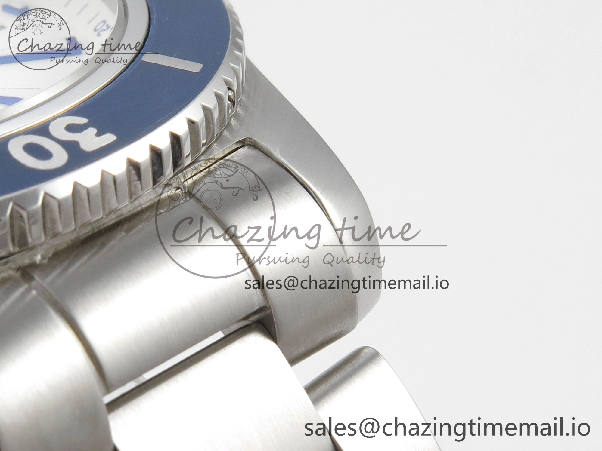 Trendy Superocean 44mm SS TF 1:1 Best Edition Blue White Dial Blue Bezel on SS Bracelet A2824 V 5399