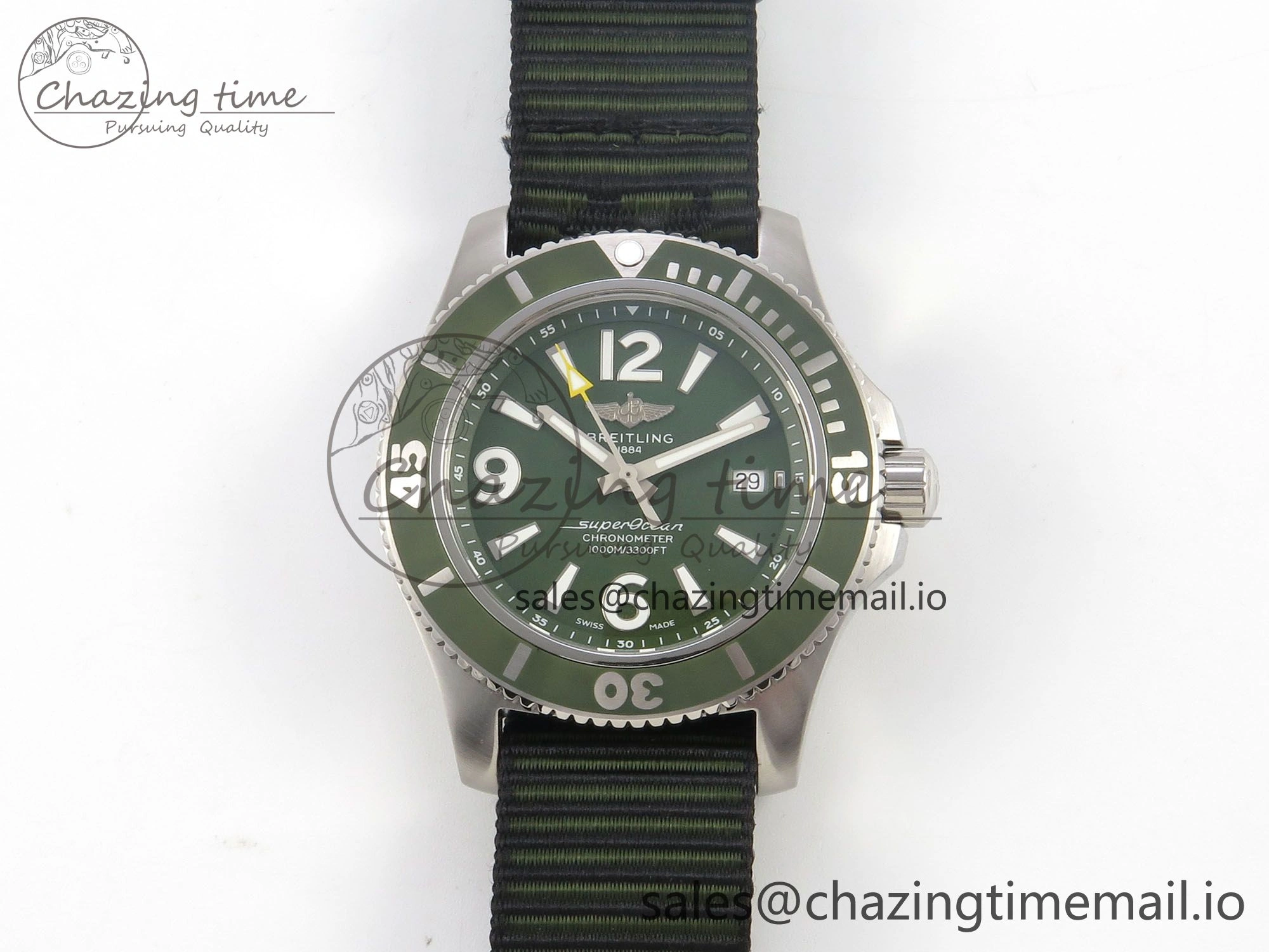 SportInspired Superocean 44mm SS TF 1:1 Best Edition Green Dial Green Bezel on Green Nylon Strap A2824 V 5398