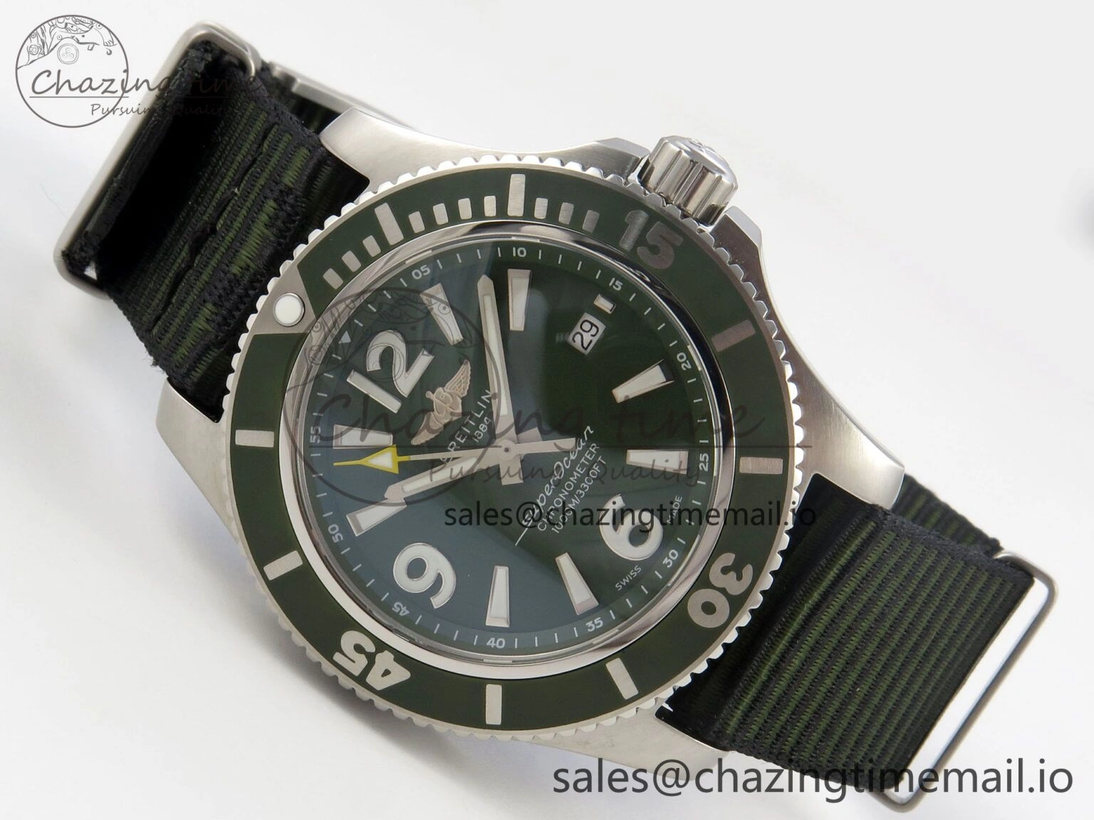 SportInspired Superocean 44mm SS TF 1:1 Best Edition Green Dial Green Bezel on Green Nylon Strap A2824 V 5398