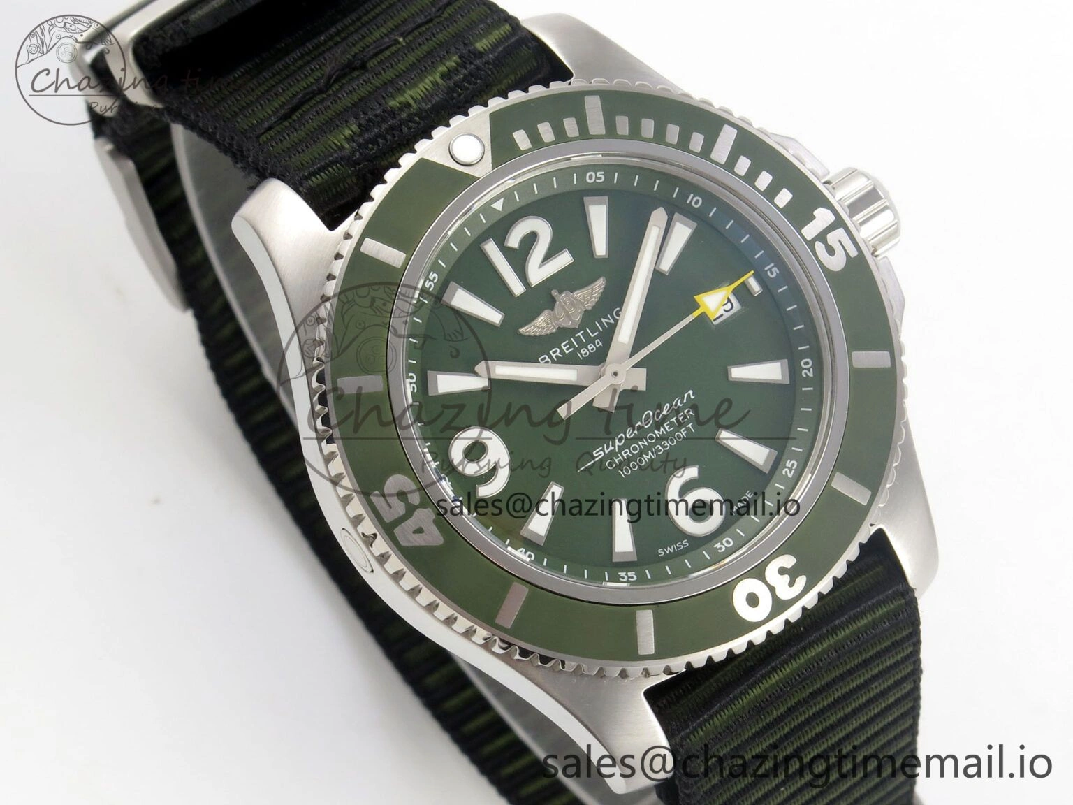 SportInspired Superocean 44mm SS TF 1:1 Best Edition Green Dial Green Bezel on Green Nylon Strap A2824 V 5398