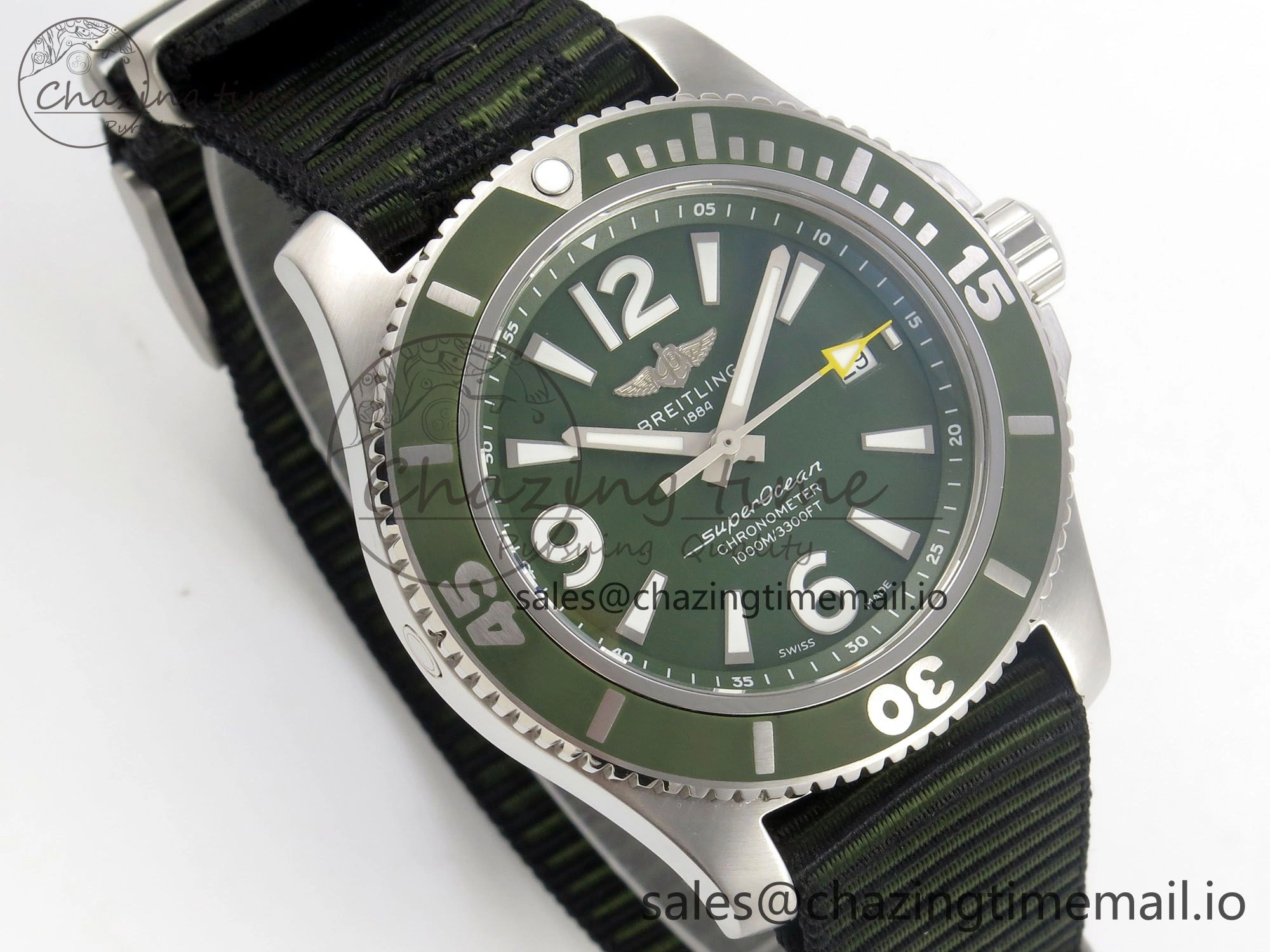 SportInspired Superocean 44mm SS TF 1:1 Best Edition Green Dial Green Bezel on Green Nylon Strap A2824 V 5398