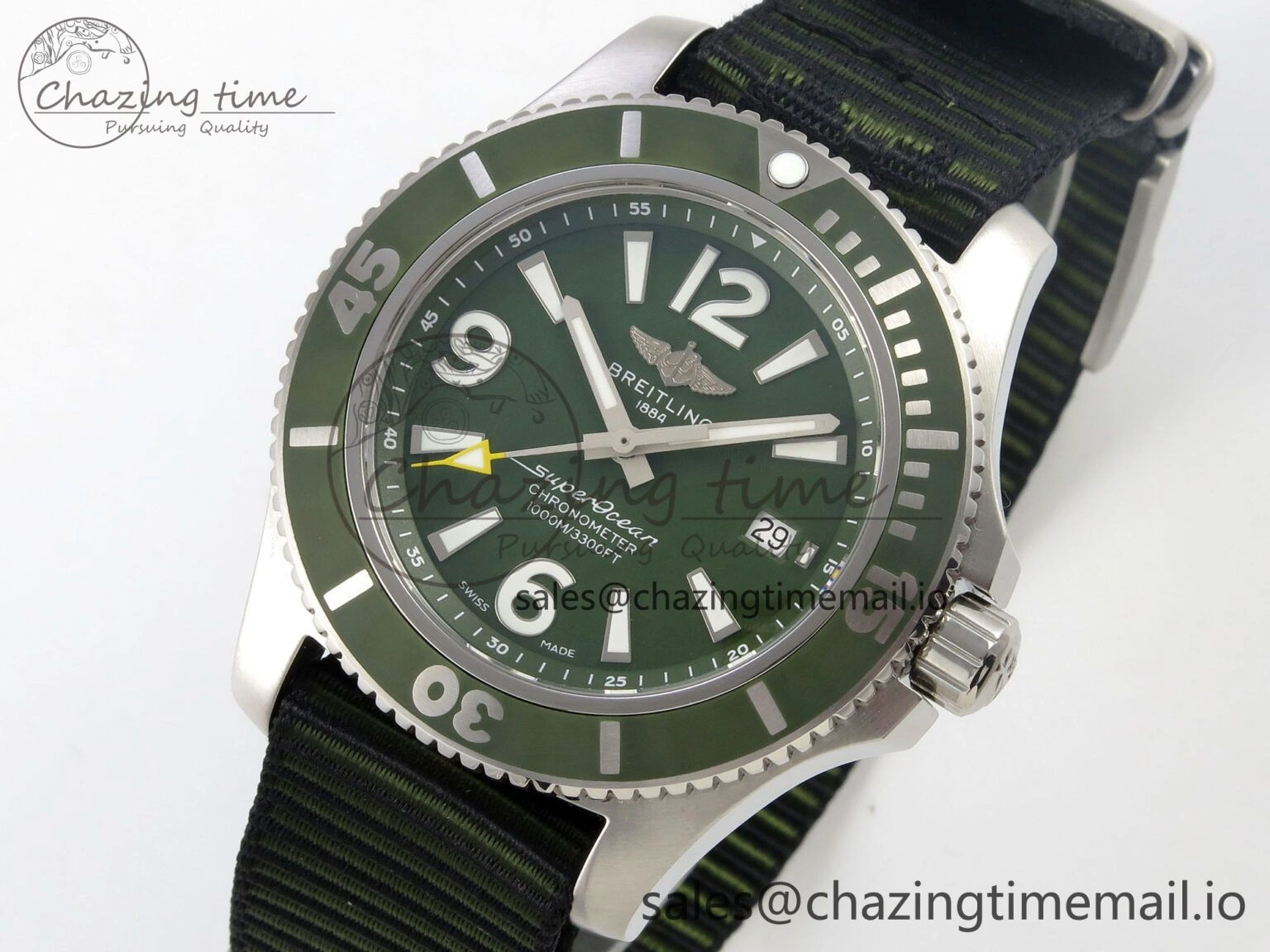 SportInspired Superocean 44mm SS TF 1:1 Best Edition Green Dial Green Bezel on Green Nylon Strap A2824 V 5398
