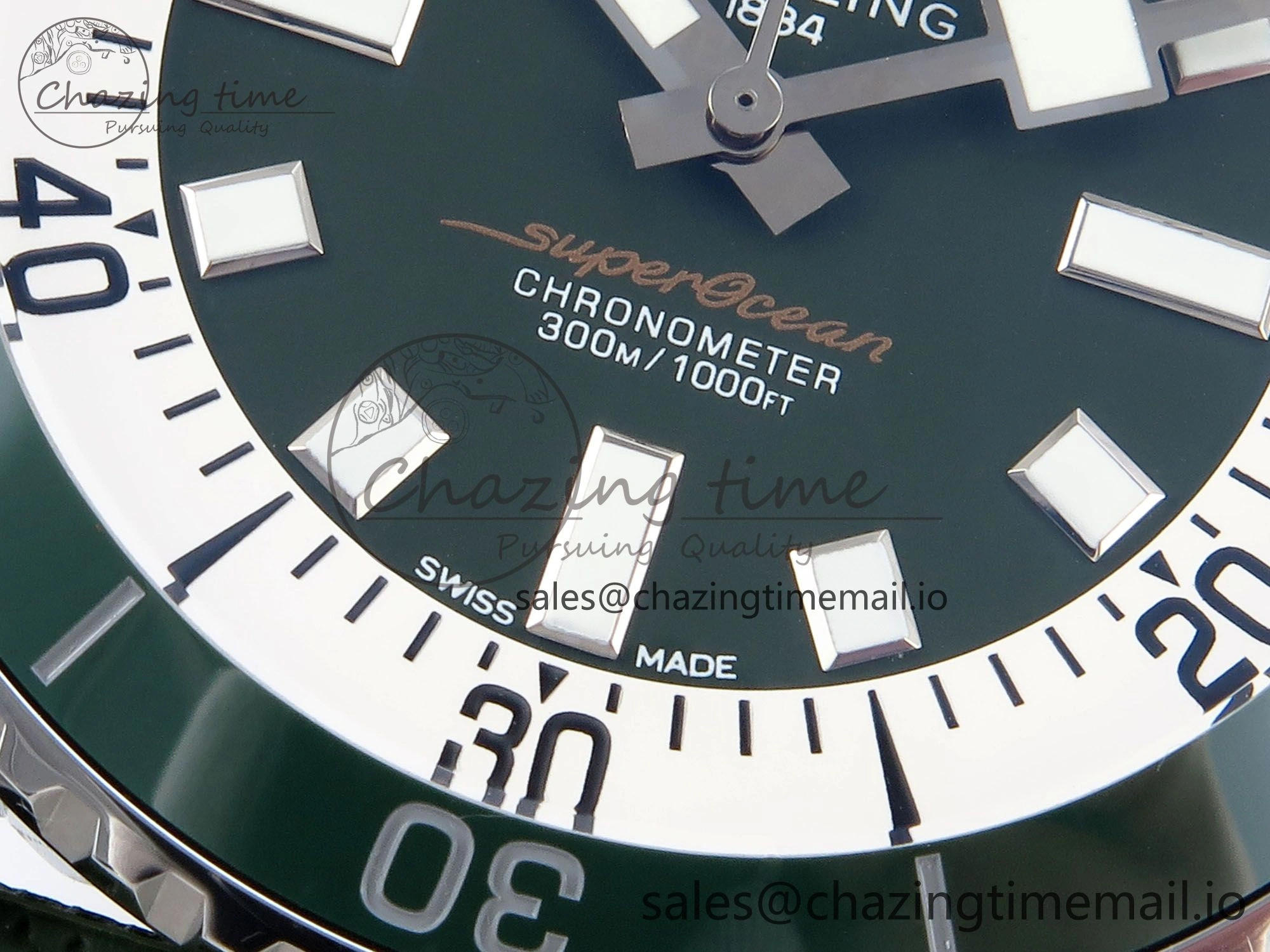Superocean 44mm SS TF 1:1 Best Edition Green Dial Green Bezel on Green Rubber Strap A GoodFit 5413