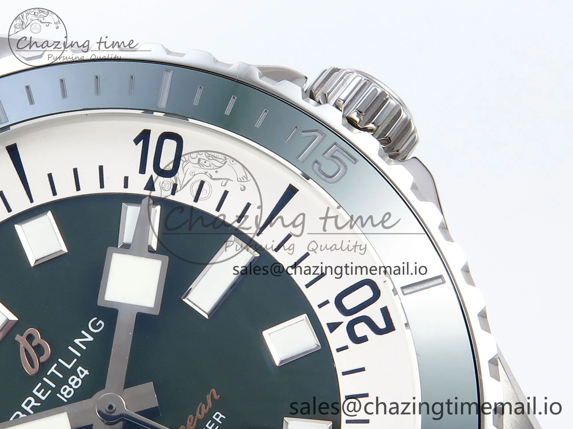 Superocean 44mm SS TF 1:1 Best Edition Green Dial Green Bezel on Green Rubber Strap A GoodFit 5413