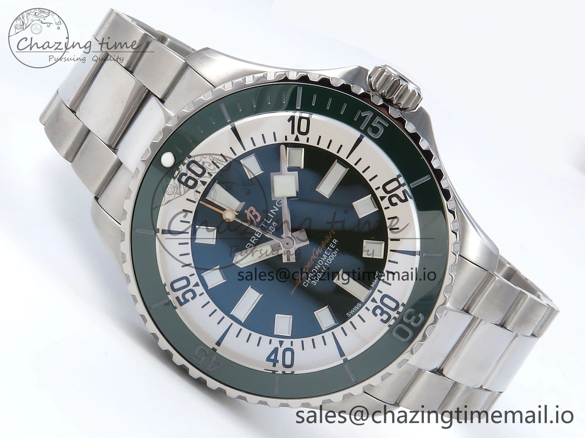 Superocean 44mm SS TF 1:1 Best Edition Green Dial on SS Bracelet A EyeCatching 5429