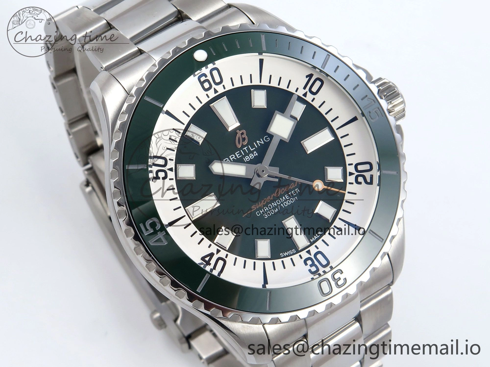 Superocean 44mm SS TF 1:1 Best Edition Green Dial on SS Bracelet A EyeCatching 5429