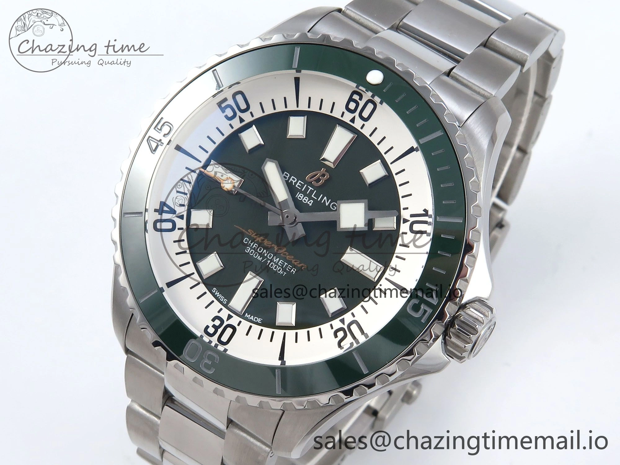Superocean 44mm SS TF 1:1 Best Edition Green Dial on SS Bracelet A EyeCatching 5429