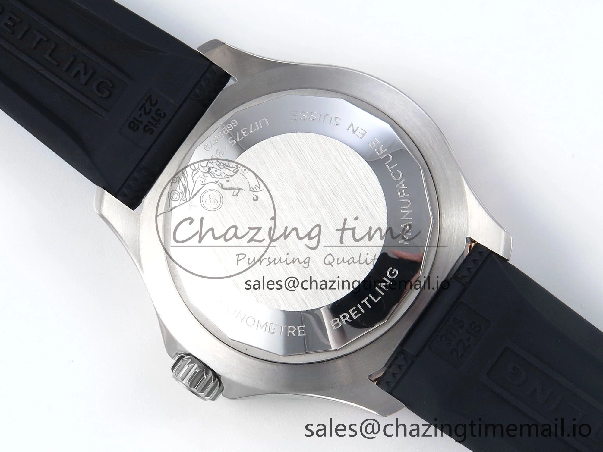 Superocean 44mm SS TF 1:1 Best Edition Light Blue Dial Black Bezel on Black Rubber Strap A Elegant 5421