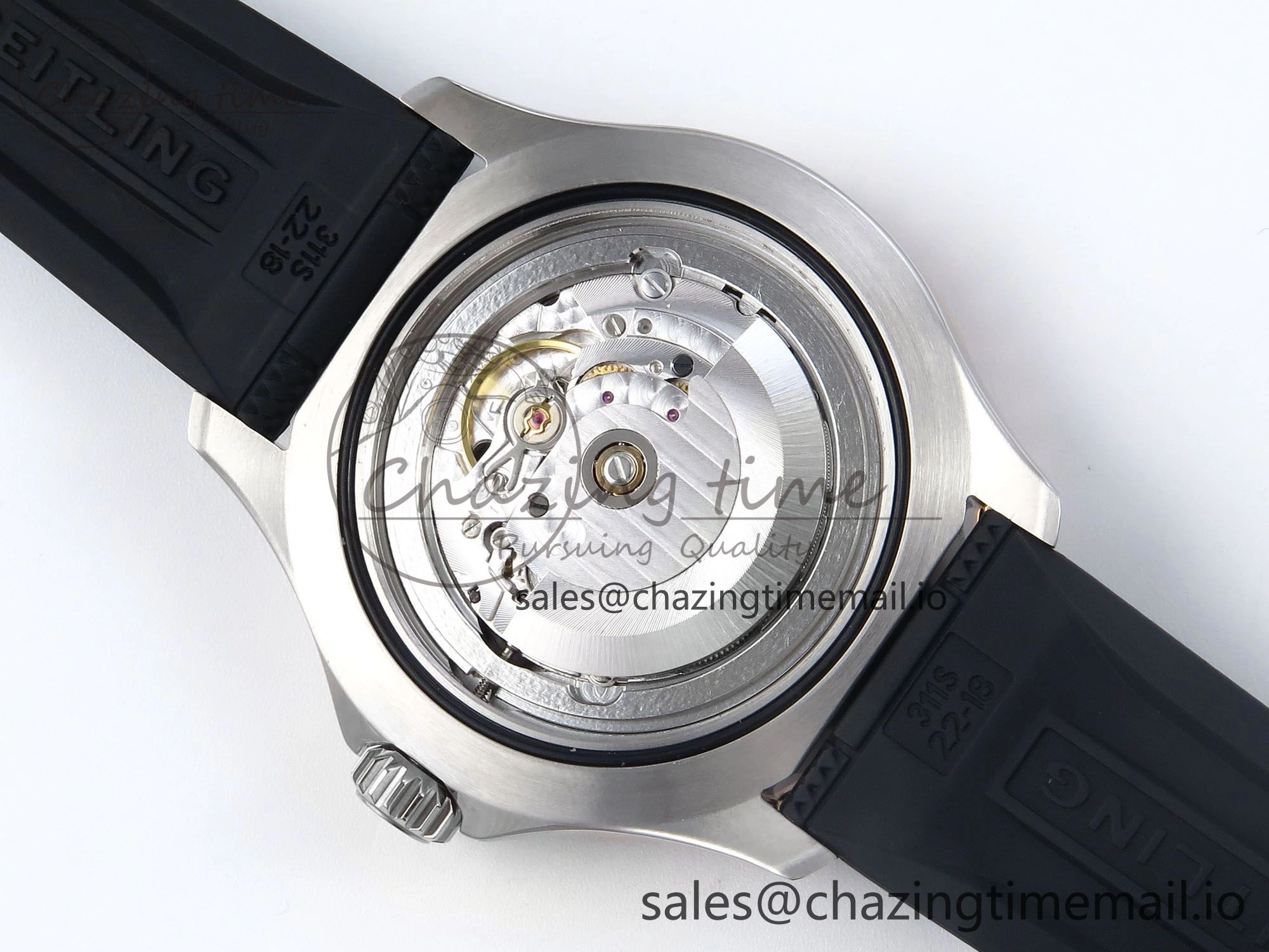 Superocean 44mm SS TF 1:1 Best Edition Light Blue Dial Black Bezel on Black Rubber Strap A Elegant 5421