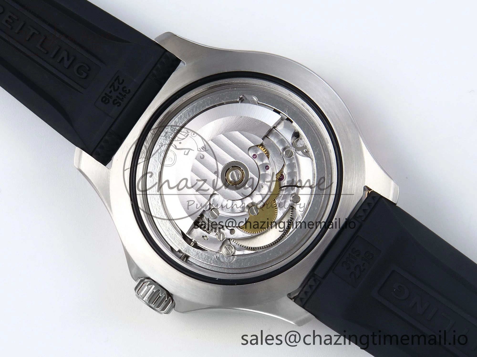 Superocean 44mm SS TF 1:1 Best Edition Light Blue Dial Black Bezel on Black Rubber Strap A Elegant 5421