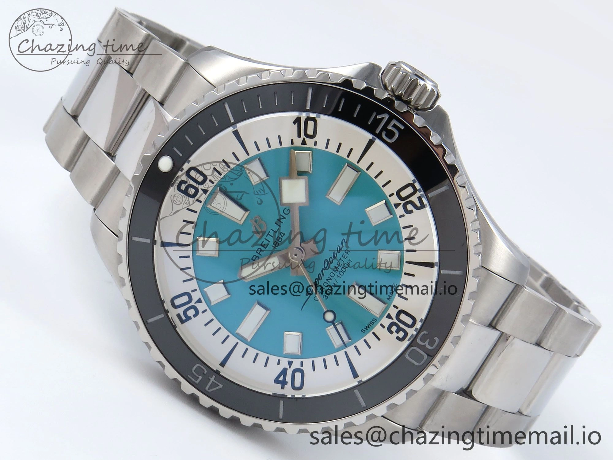 Snug Superocean 44mm SS TF 1:1 Best Edition Light Blue Dial on SS Bracelet A 5427