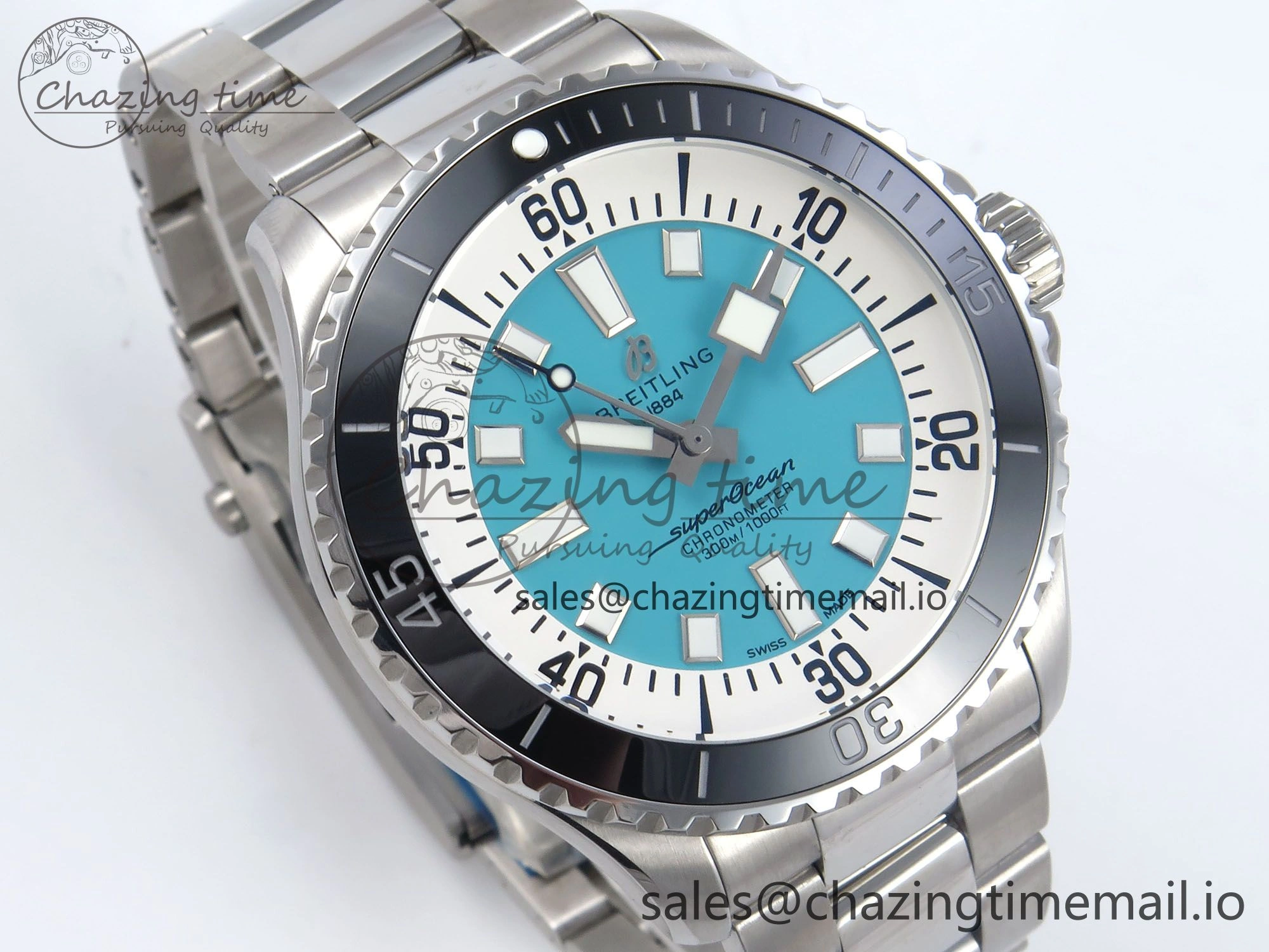 Snug Superocean 44mm SS TF 1:1 Best Edition Light Blue Dial on SS Bracelet A 5427
