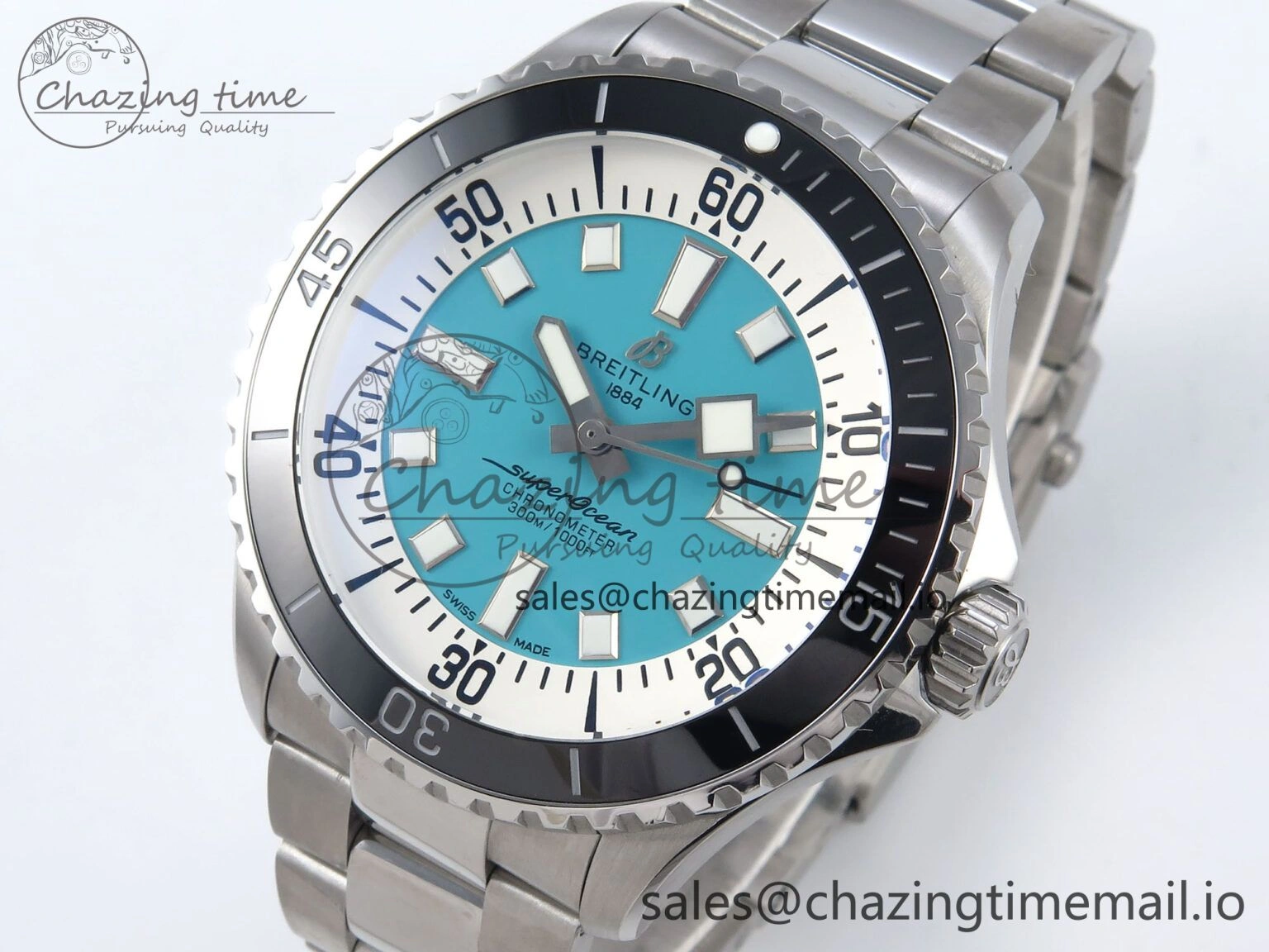 Snug Superocean 44mm SS TF 1:1 Best Edition Light Blue Dial on SS Bracelet A 5427