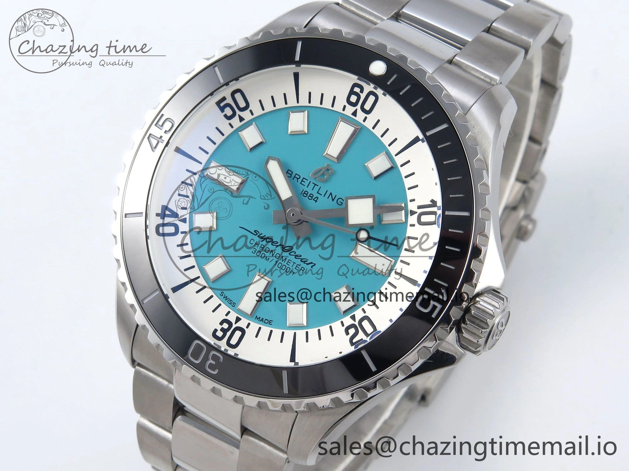Snug Superocean 44mm SS TF 1:1 Best Edition Light Blue Dial on SS Bracelet A 5427