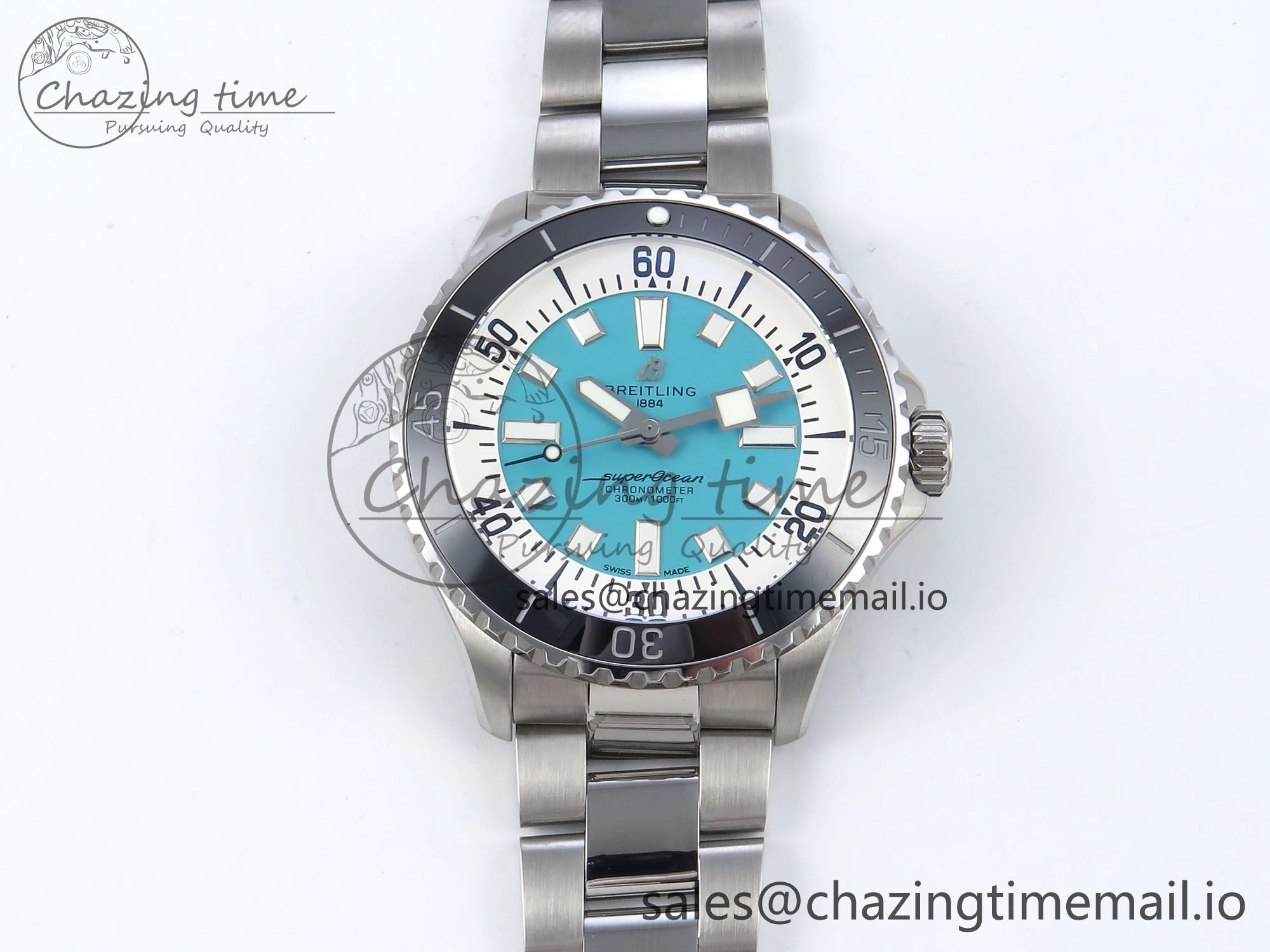 Snug Superocean 44mm SS TF 1:1 Best Edition Light Blue Dial on SS Bracelet A 5427