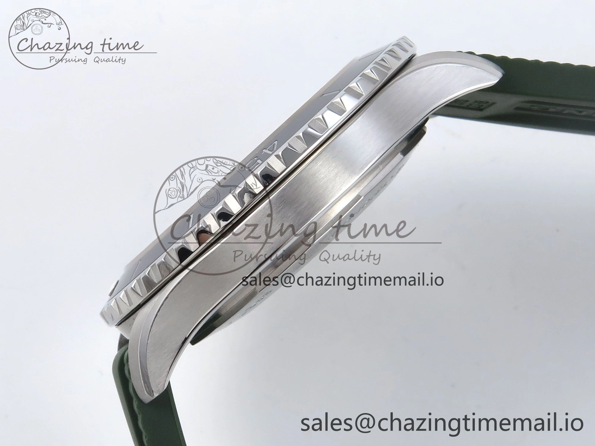 FreshLook Superocean 44mm SS TF 1:1 Best Edition Orange Dial Black Bezel on Green Rubber Strap A 5414