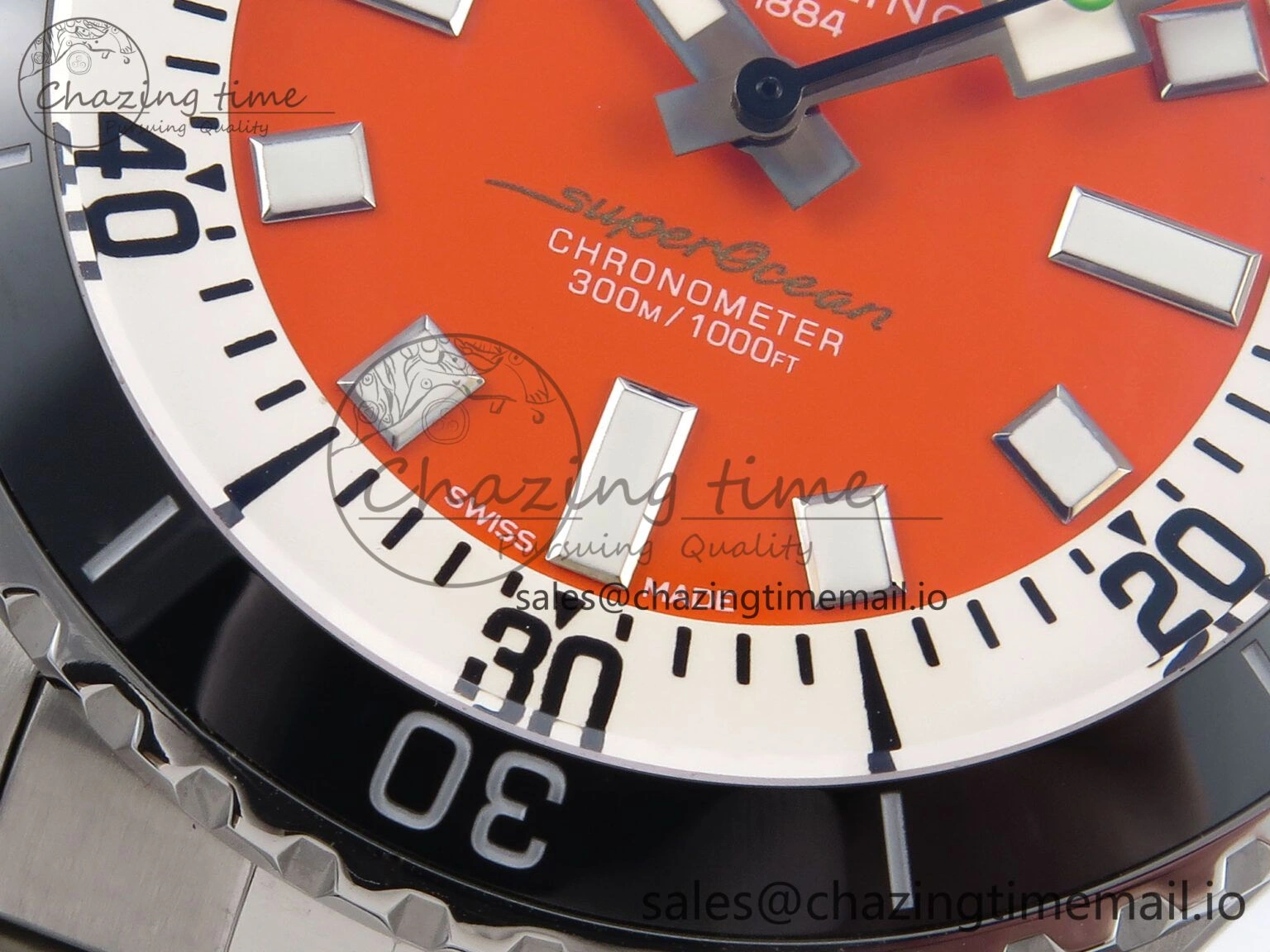 WeatherProof Superocean 44mm SS TF 1:1 Best Edition Orange Dial on SS Bracelet A 5424