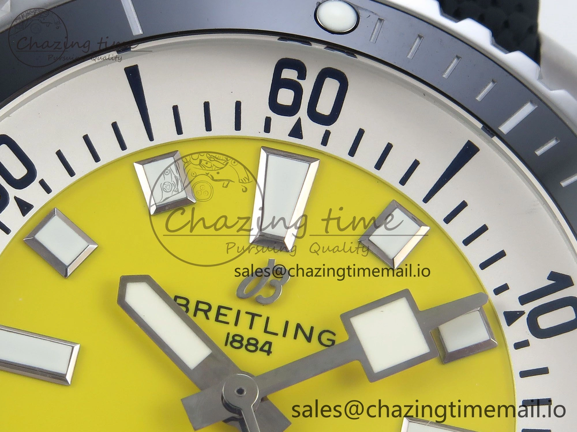 Flexible Superocean 44mm SS TF 1:1 Best Edition Yellow Dial Black Bezel on Black Rubber Strap A 5419