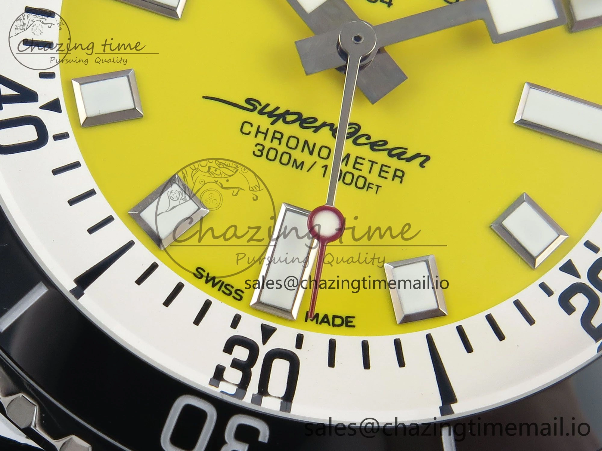Flexible Superocean 44mm SS TF 1:1 Best Edition Yellow Dial Black Bezel on Black Rubber Strap A 5419
