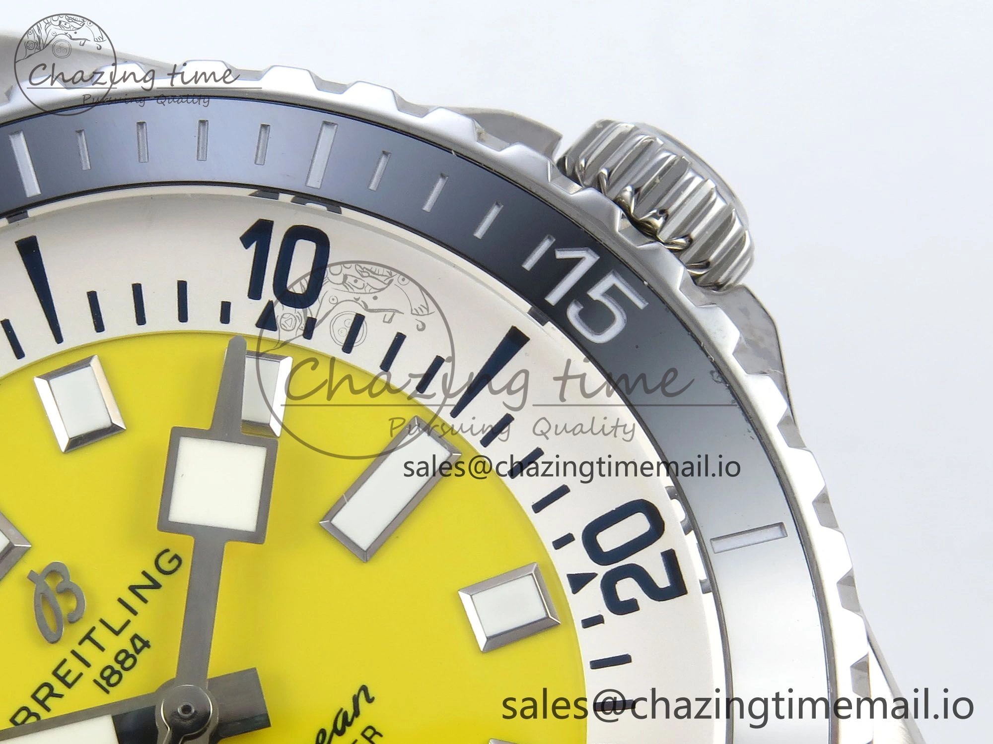 Flexible Superocean 44mm SS TF 1:1 Best Edition Yellow Dial Black Bezel on Black Rubber Strap A 5419