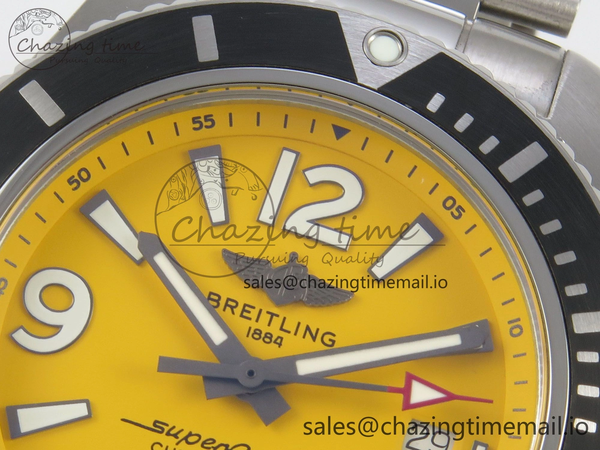 Superocean 44mm SS TF 1:1 Best Edition Yellow Dial Black Bezel on SS Bracelet A2824 V Original 5401