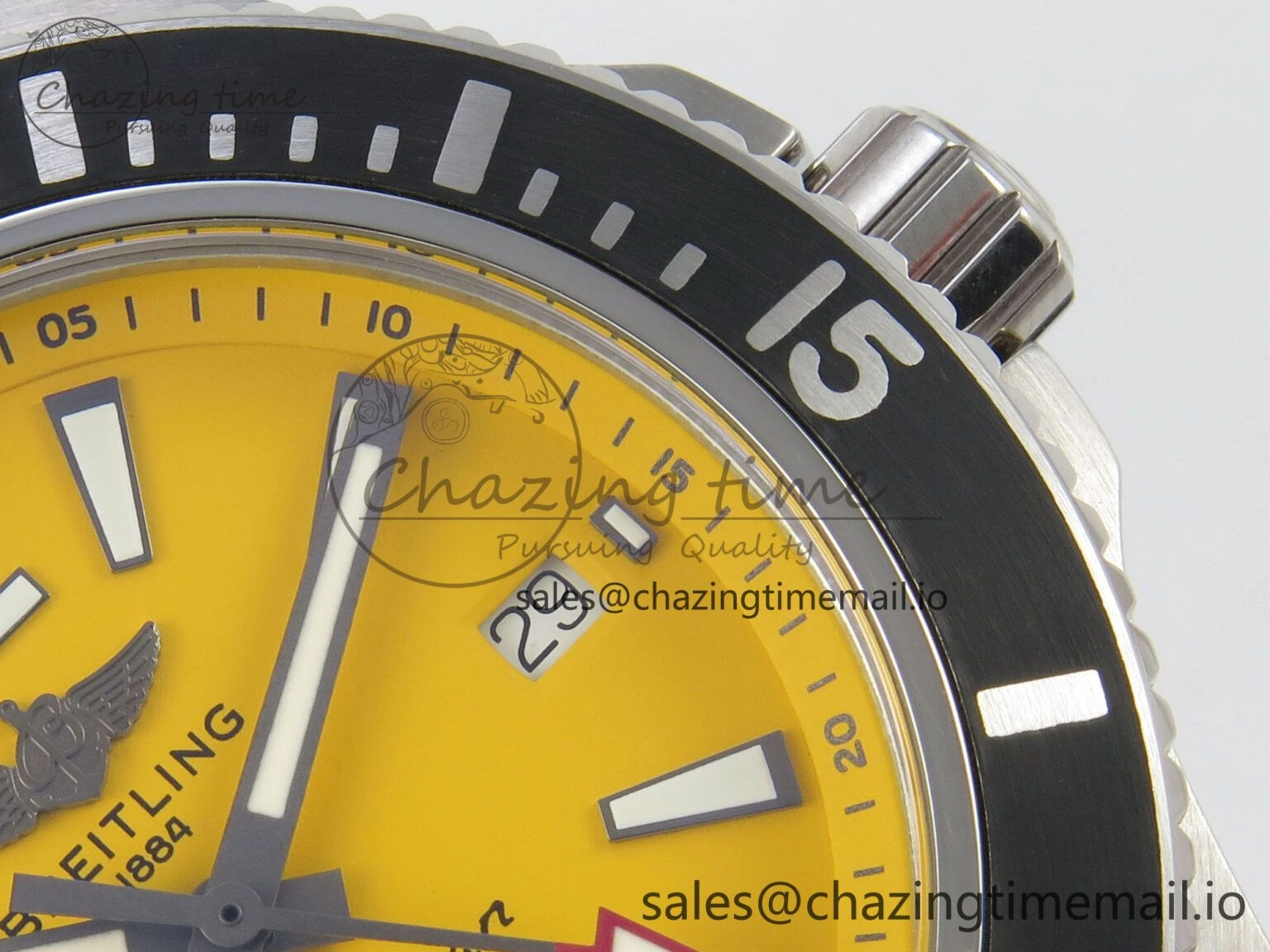 Superocean 44mm SS TF 1:1 Best Edition Yellow Dial Black Bezel on SS Bracelet A2824 V Original 5401