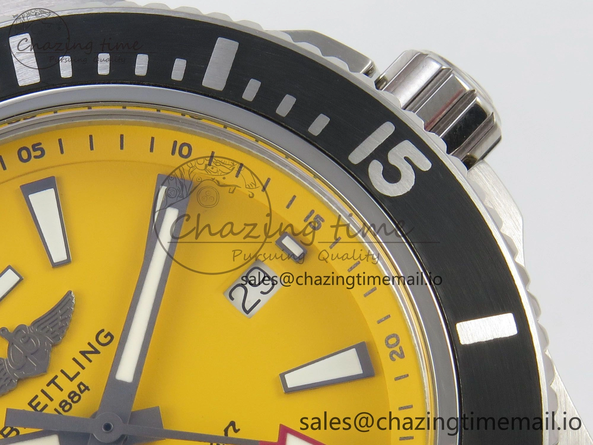 Superocean 44mm SS TF 1:1 Best Edition Yellow Dial Black Bezel on SS Bracelet A2824 V Original 5401