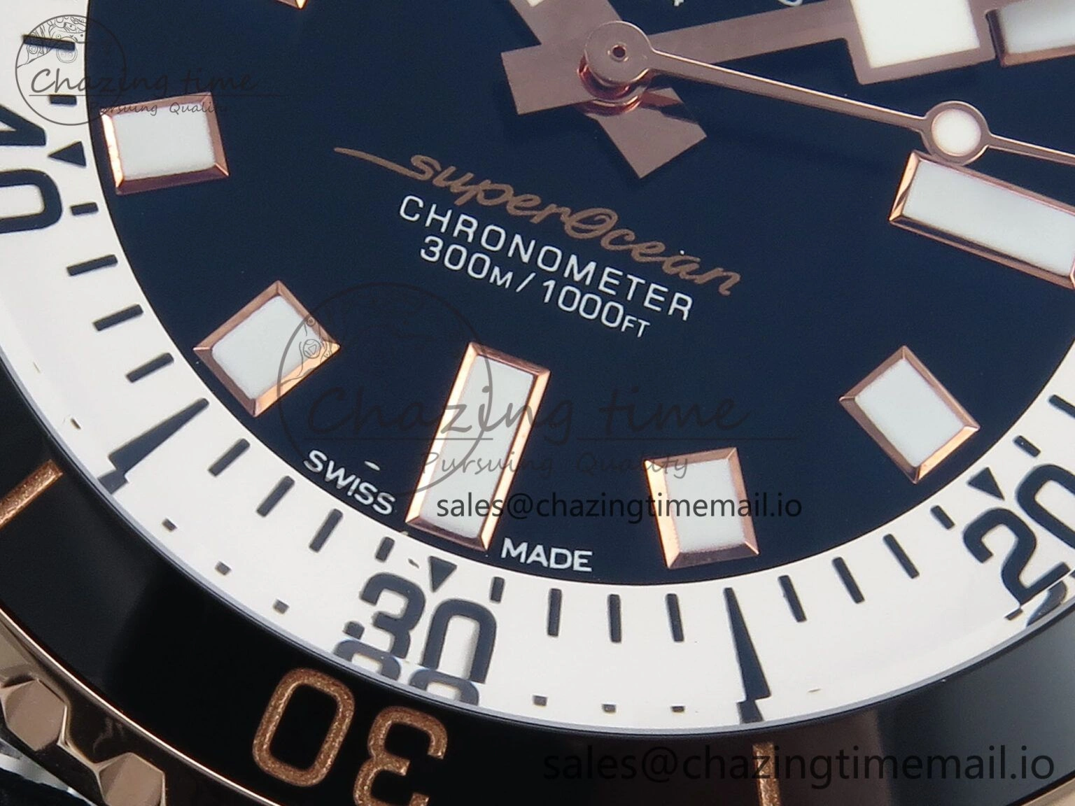 Superocean 44mm SS RG TF 1:1 Best Edition Black Dial Black Bezel on Black Rubber Strap A Minimalist 5420