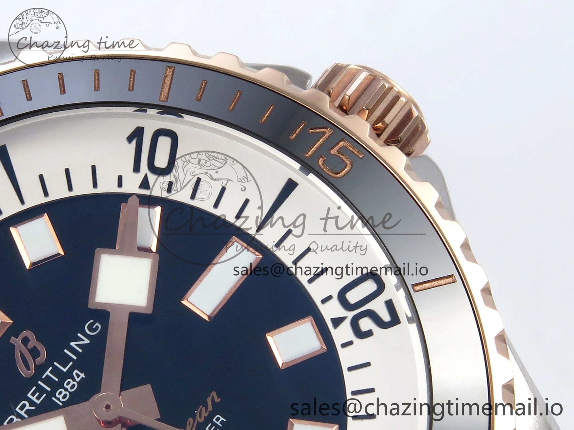 Superocean 44mm SS RG TF 1:1 Best Edition Black Dial Black Bezel on Black Rubber Strap A Minimalist 5420