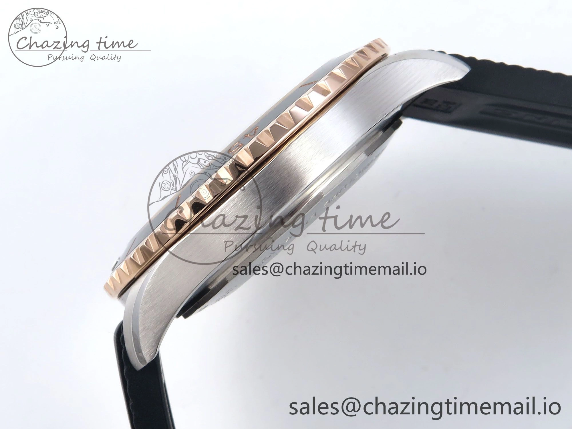 Superocean 44mm SS RG TF 1:1 Best Edition Black Dial Black Bezel on Black Rubber Strap A Minimalist 5420