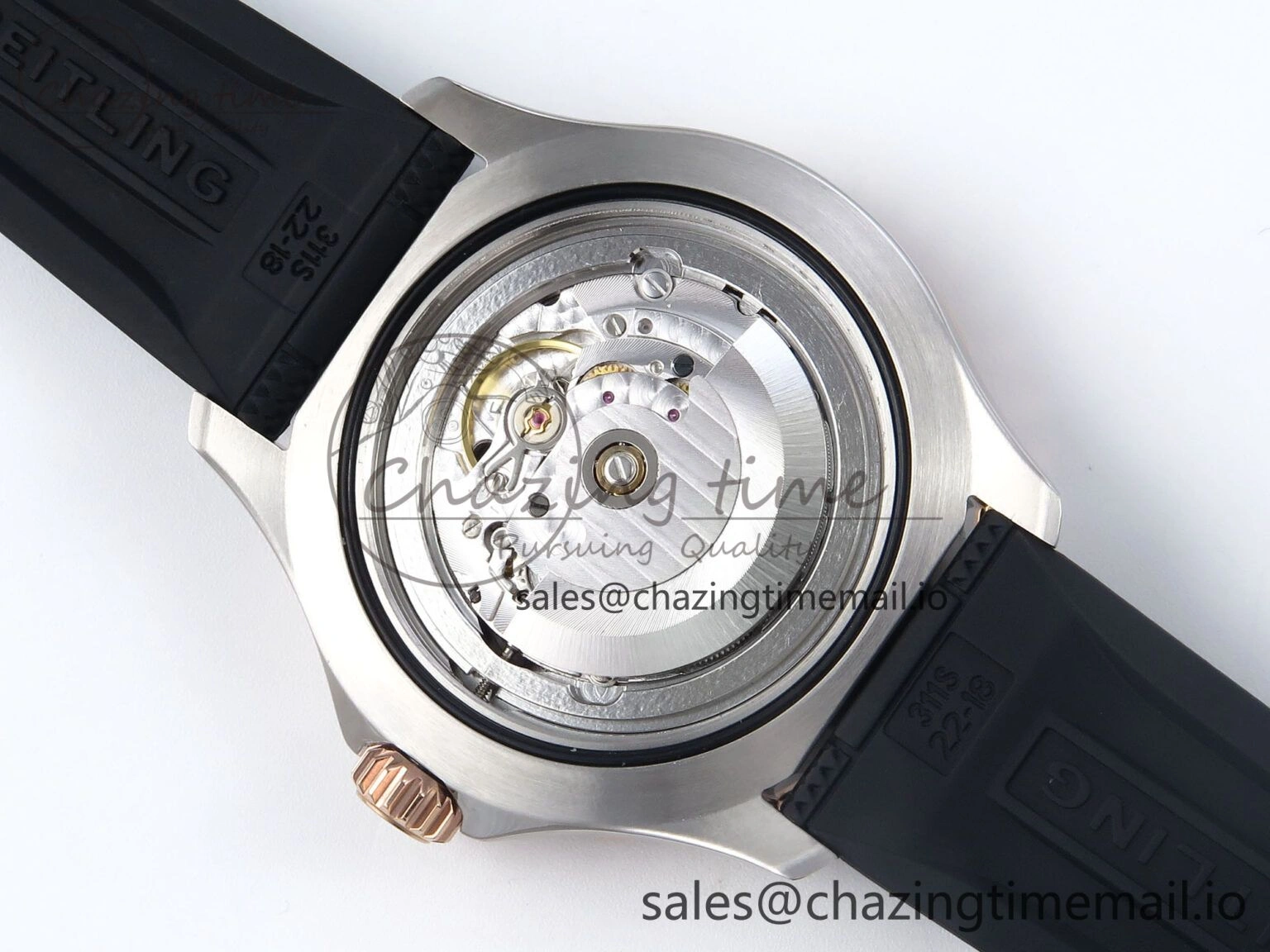Superocean 44mm SS RG TF 1:1 Best Edition Black Dial Black Bezel on Black Rubber Strap A Minimalist 5420