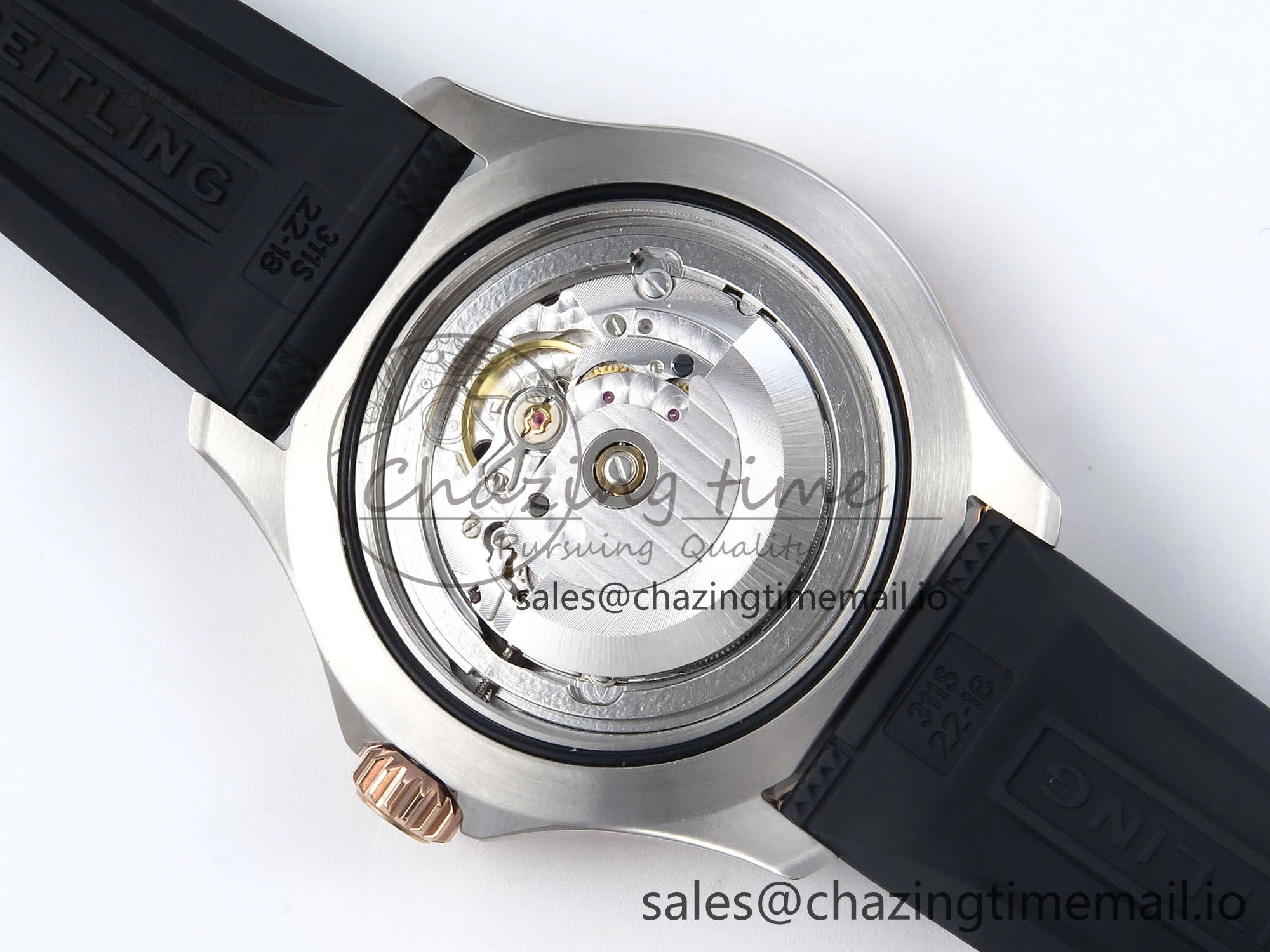 Superocean 44mm SS RG TF 1:1 Best Edition Black Dial Black Bezel on Black Rubber Strap A Minimalist 5420
