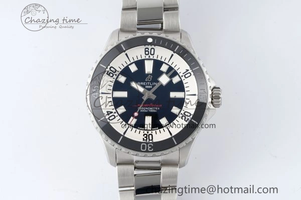 HighQuality Superocean 44mm TF 1:1 Best Edition Black White Dial Black Bezel on SS Bracelet A 5520
