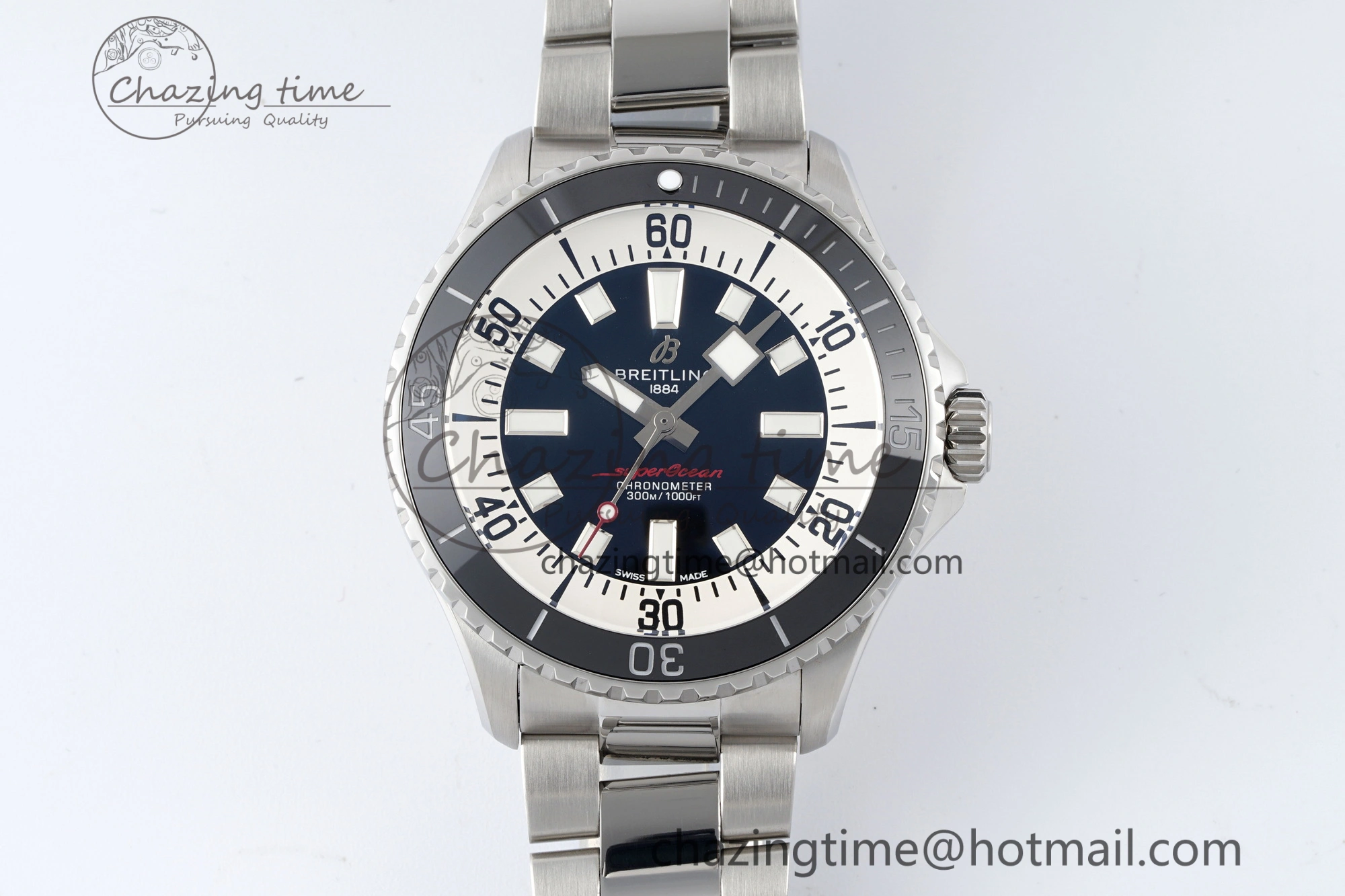 HighQuality Superocean 44mm TF 1:1 Best Edition Black White Dial Black Bezel on SS Bracelet A 5520