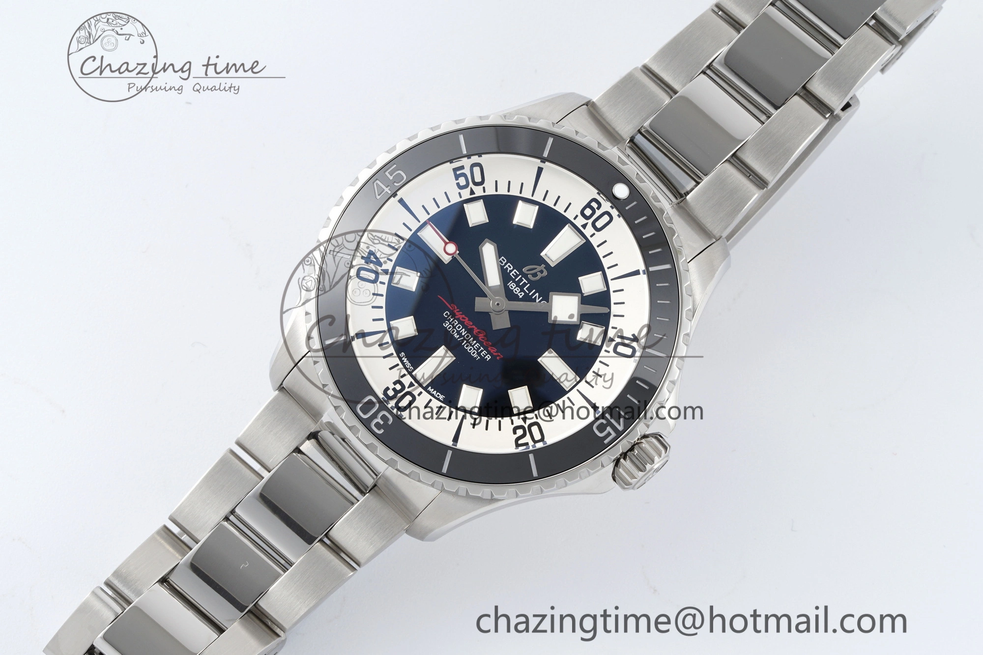 HighQuality Superocean 44mm TF 1:1 Best Edition Black White Dial Black Bezel on SS Bracelet A 5520