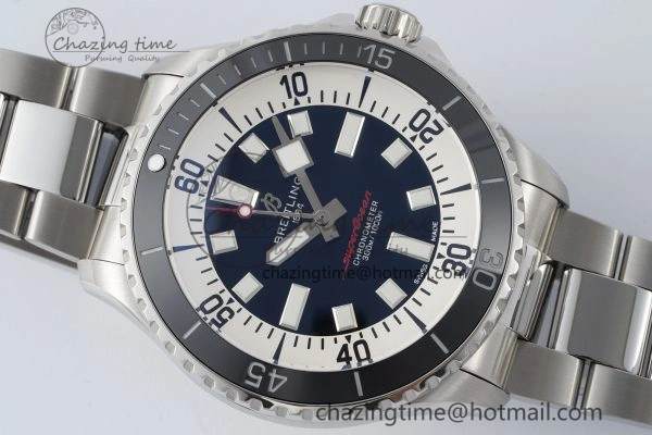HighQuality Superocean 44mm TF 1:1 Best Edition Black White Dial Black Bezel on SS Bracelet A 5520