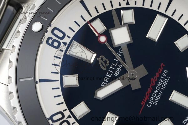 HighQuality Superocean 44mm TF 1:1 Best Edition Black White Dial Black Bezel on SS Bracelet A 5520